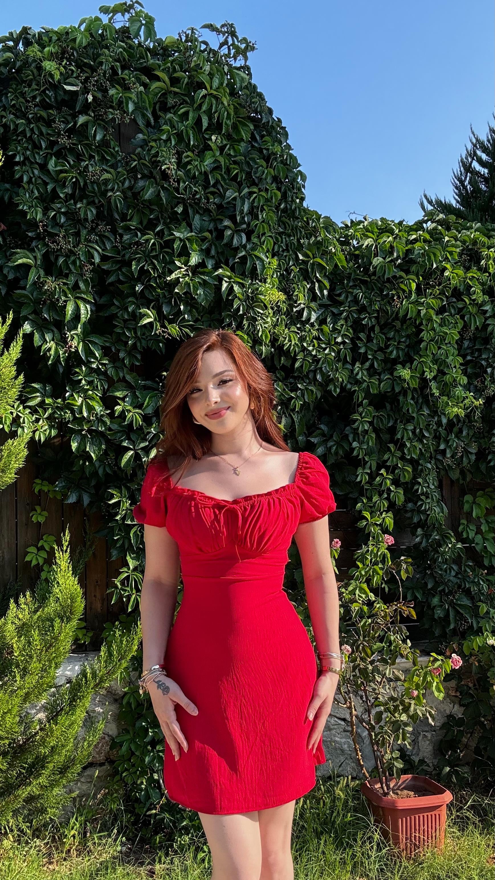 Maria Mini Elbise Kırmızı 