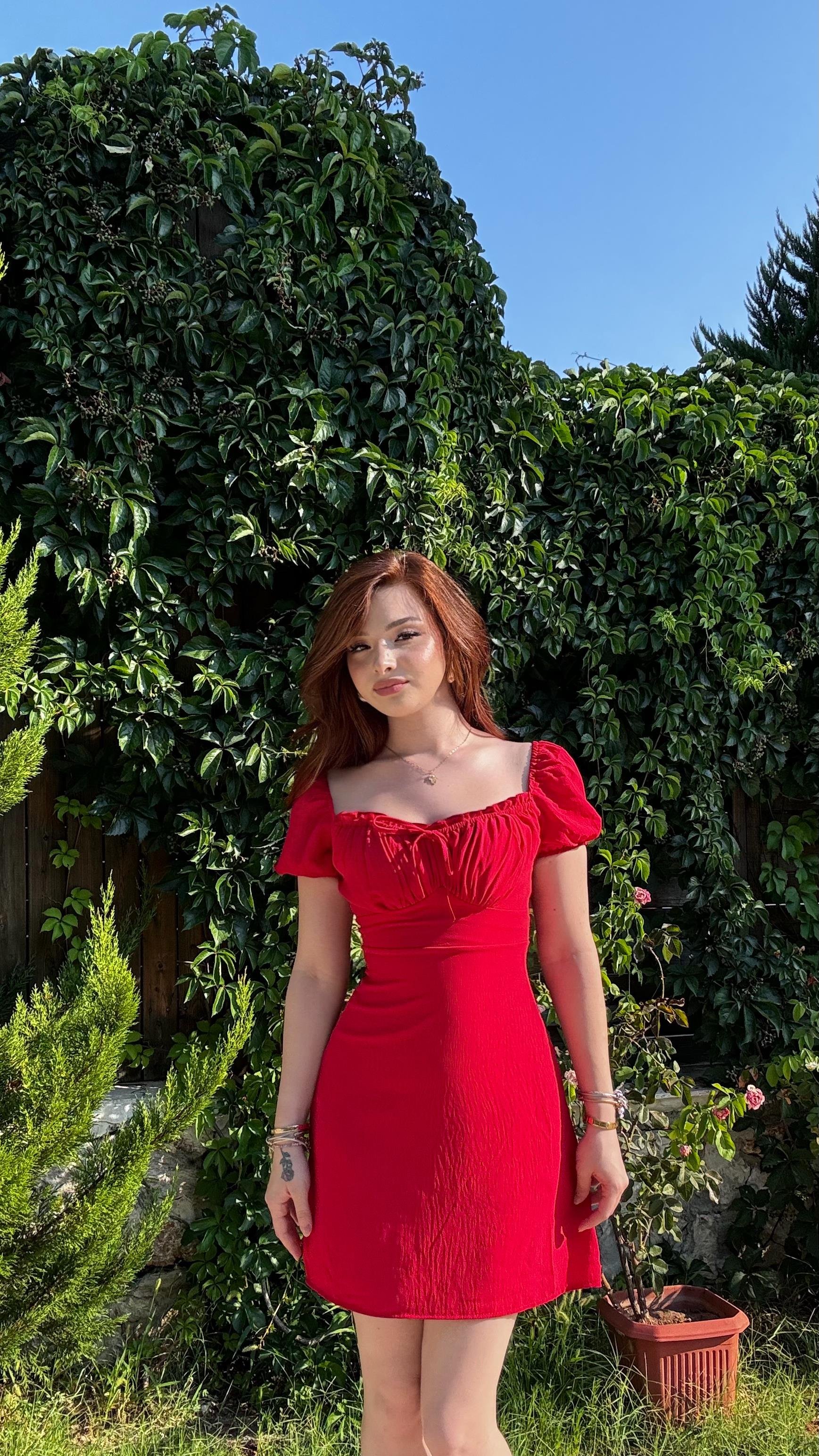 Maria Mini Elbise Kırmızı 