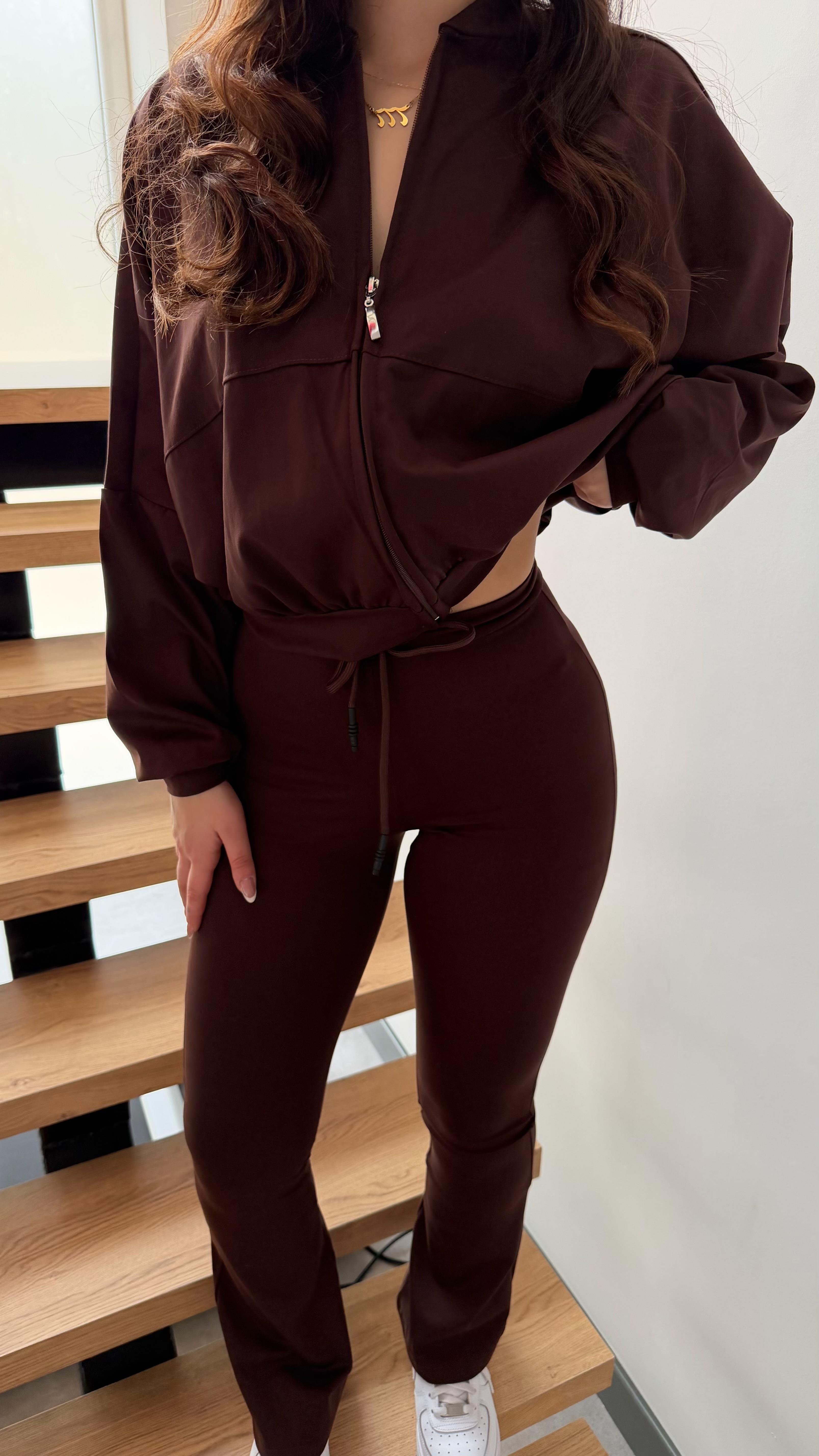 Marka Ceket Pantolon Casual Takım Kahverengi 