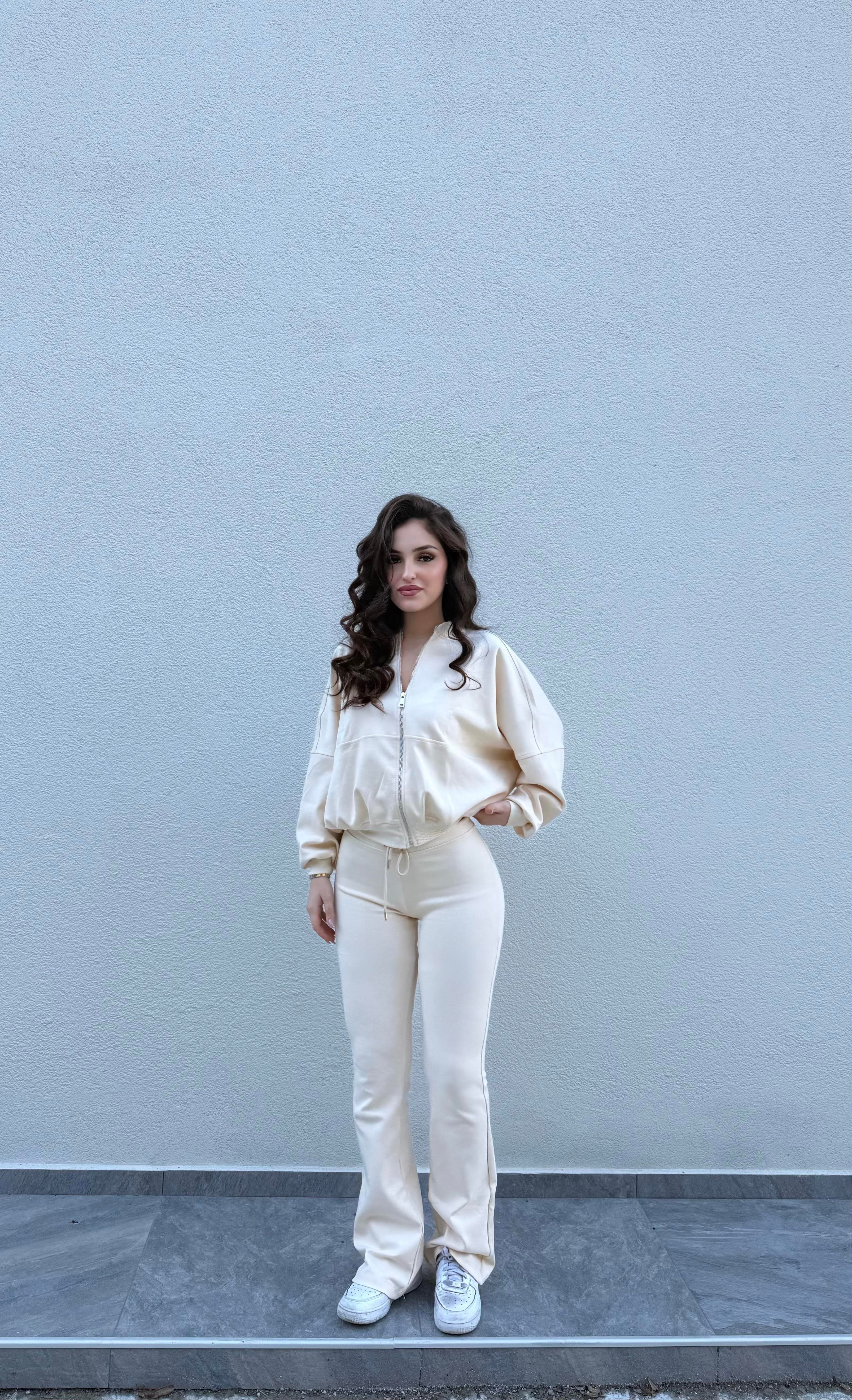 Marka Ceket Pantolon Casual Takım Krem 
