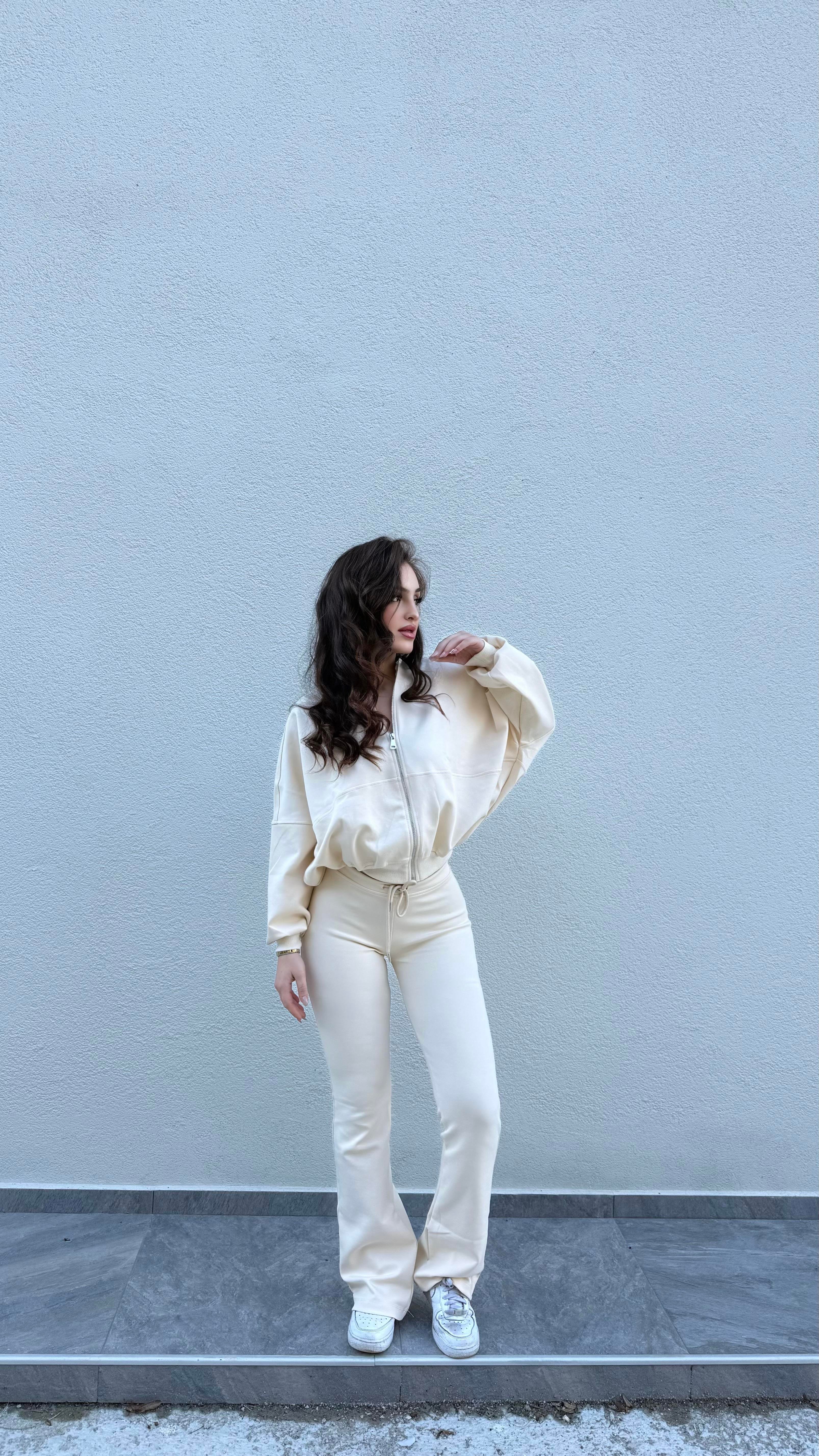 Marka Ceket Pantolon Casual Takım Krem 