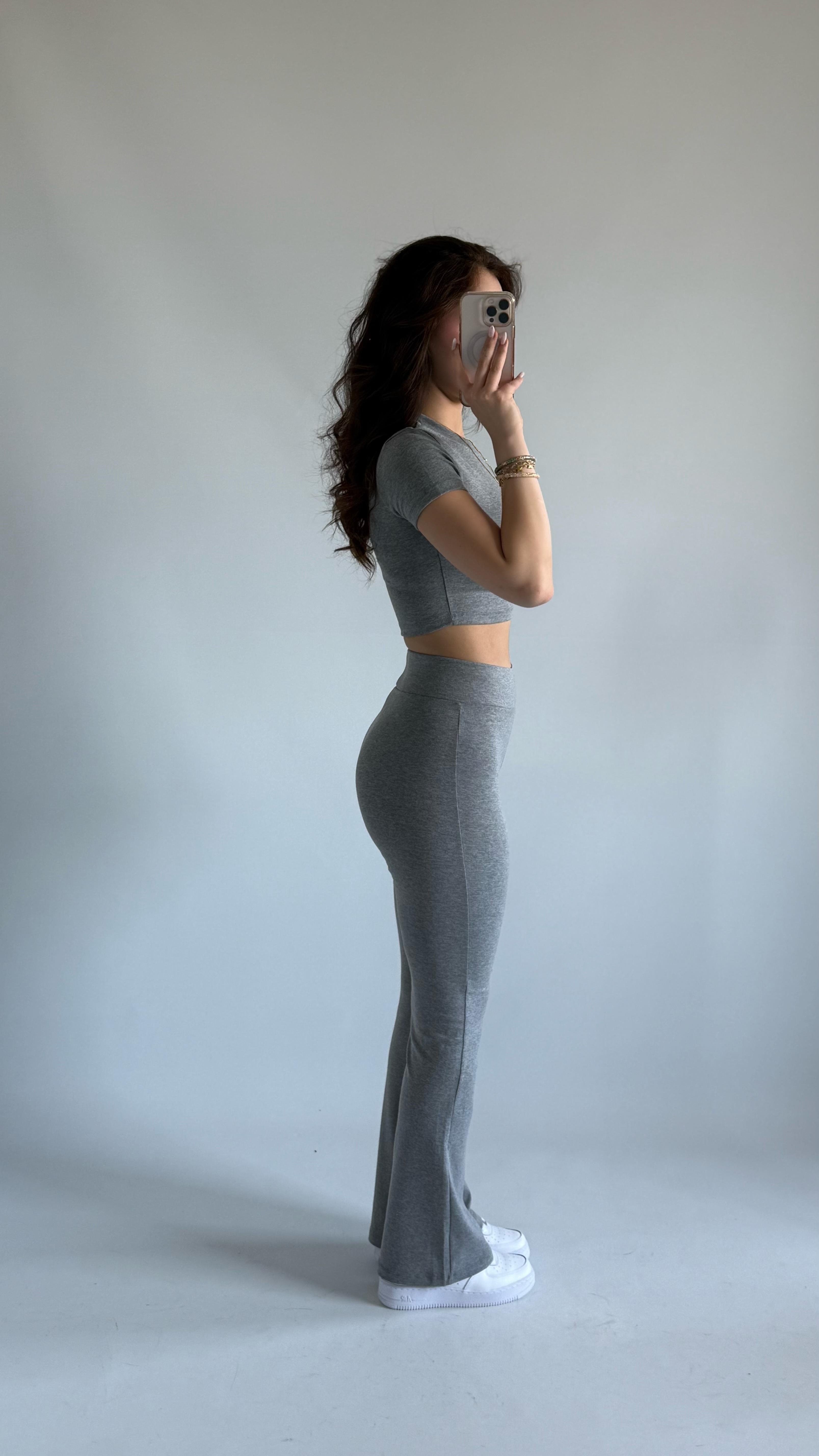 Marka Crop Eşofman Takım Füme