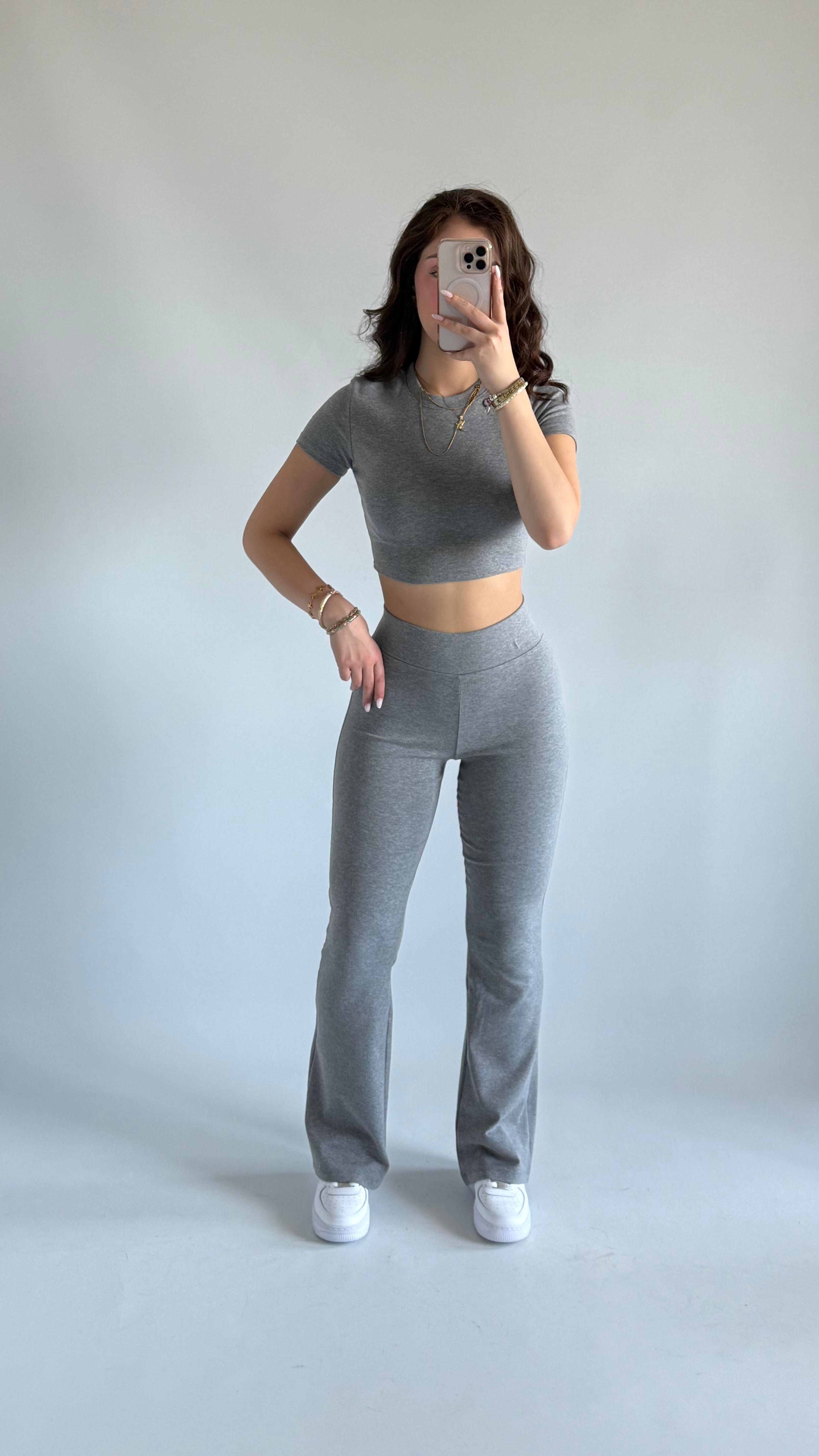 Marka Crop Eşofman Takım Füme