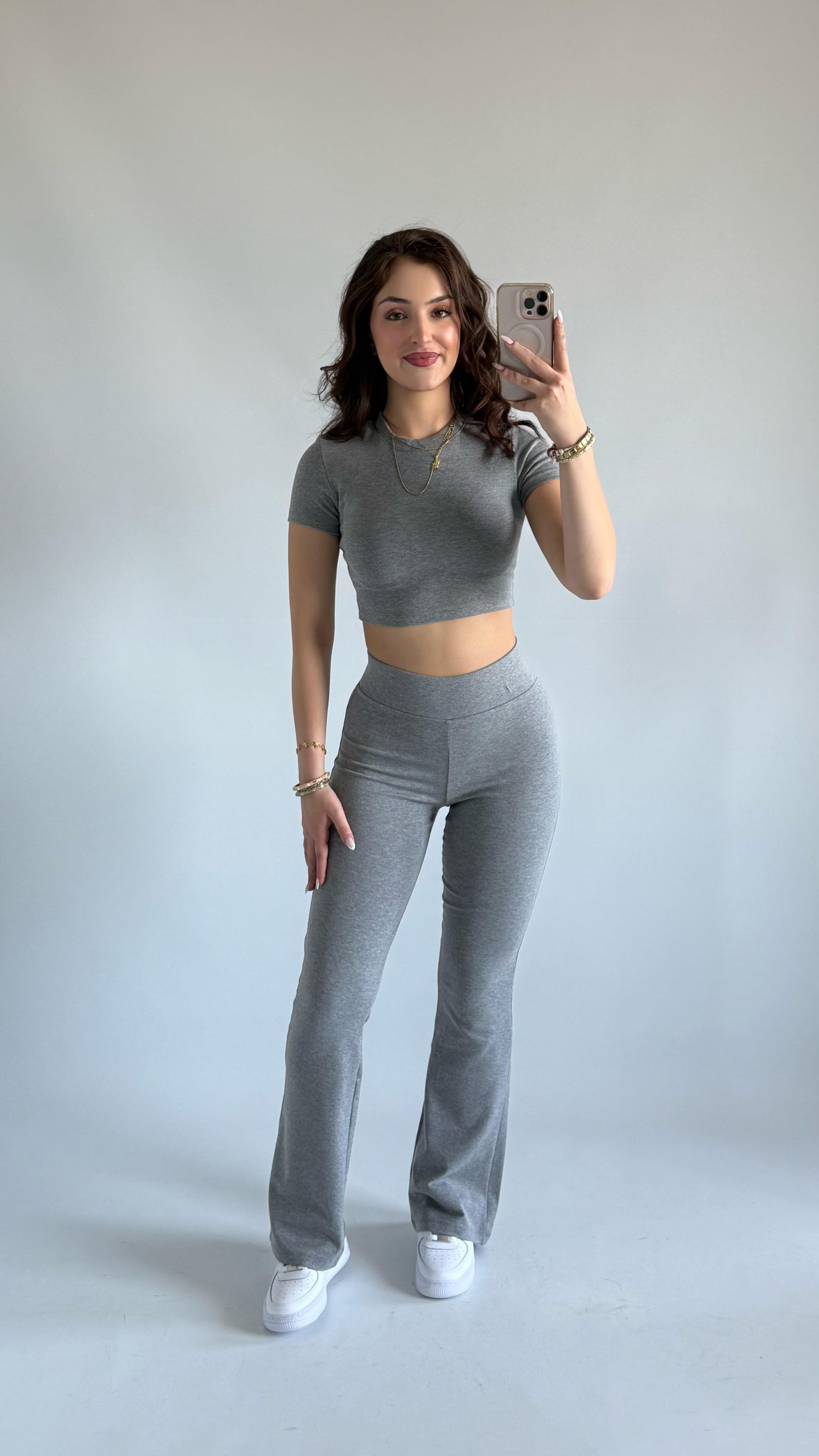 Marka Crop Eşofman Takım Füme