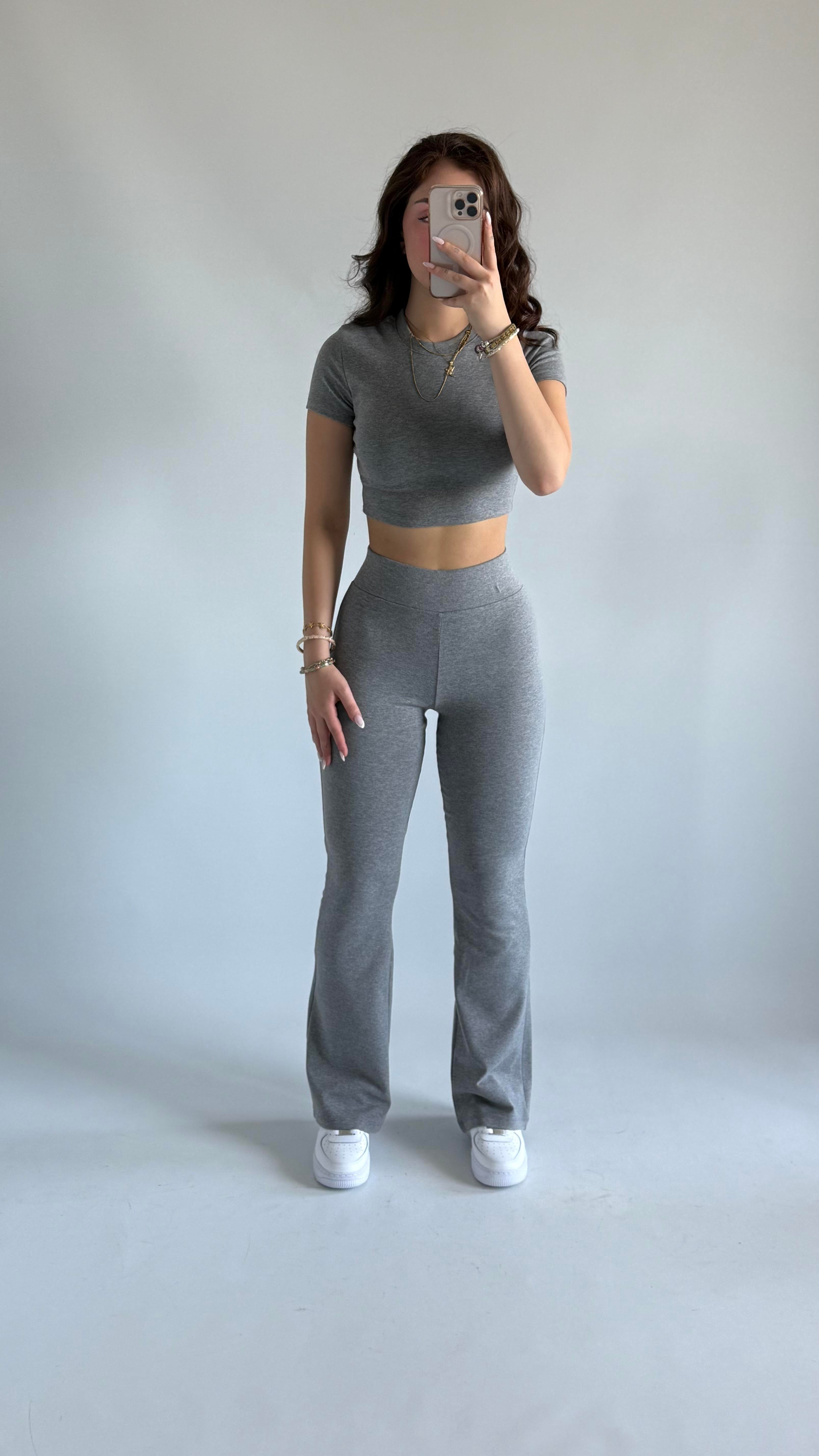 Marka Crop Eşofman Takım Füme