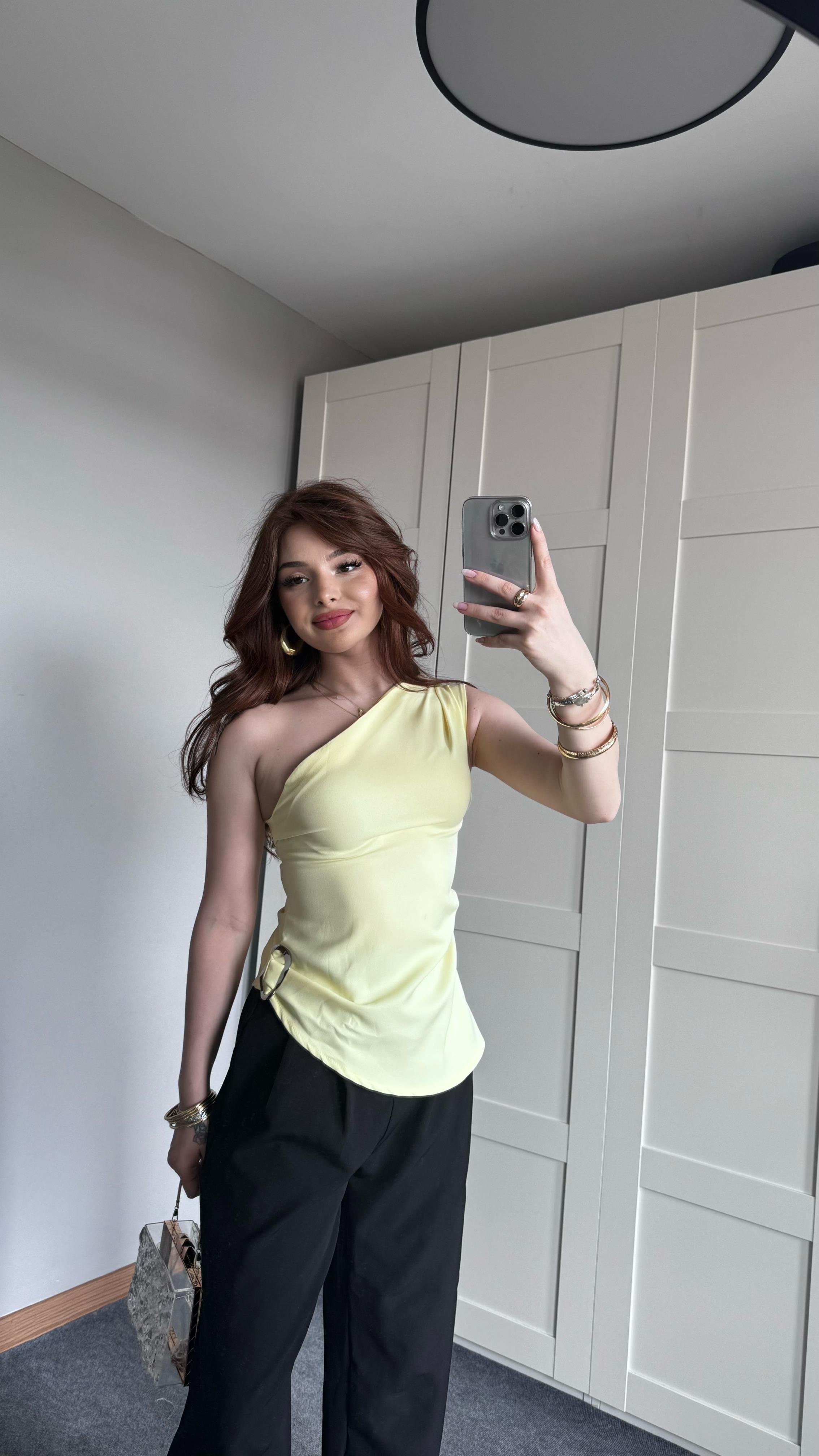 Marka Gümüş Toka Bluz Limon Sarısı
