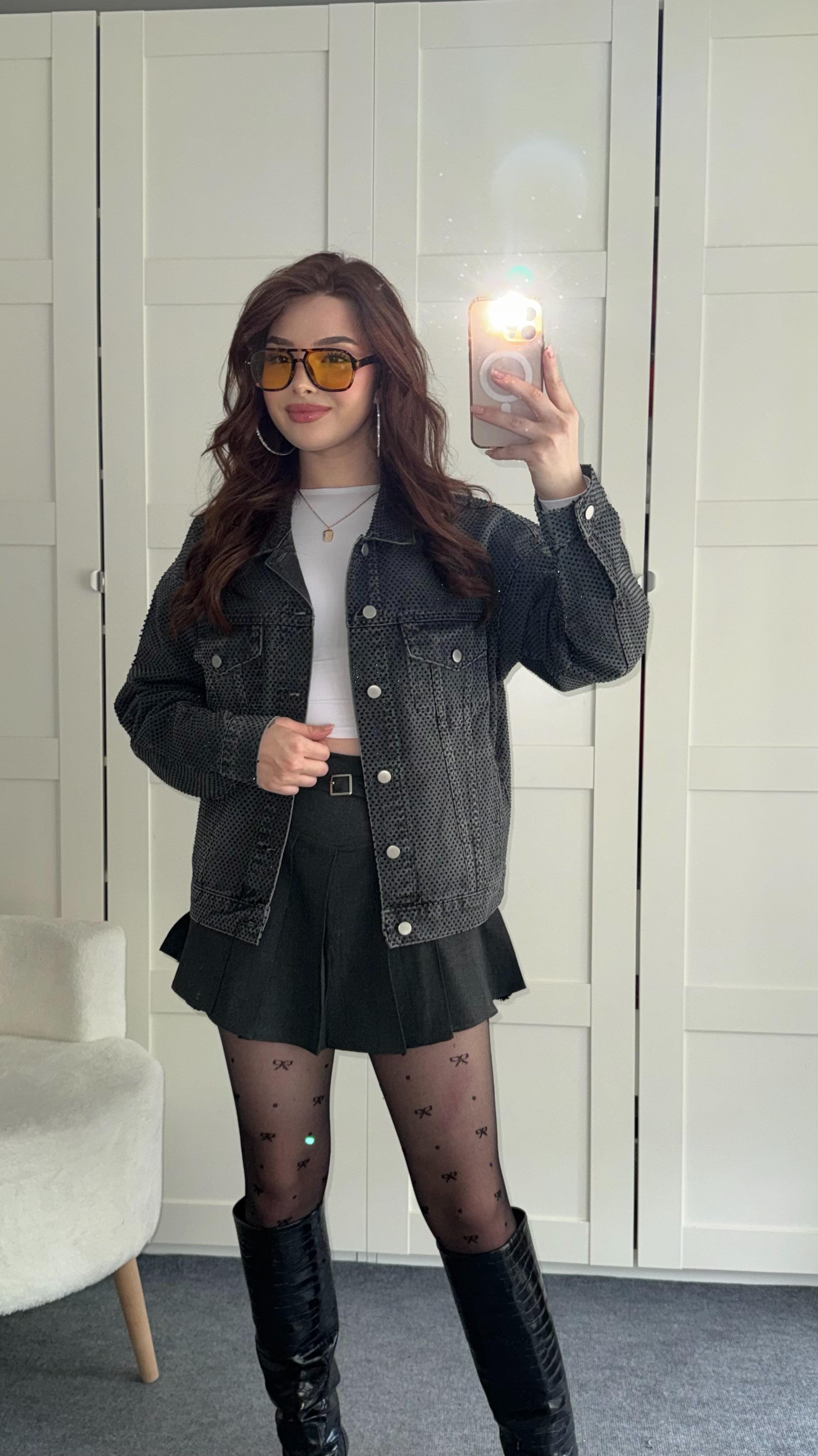 Marka Model Taşlı Füme Ceket