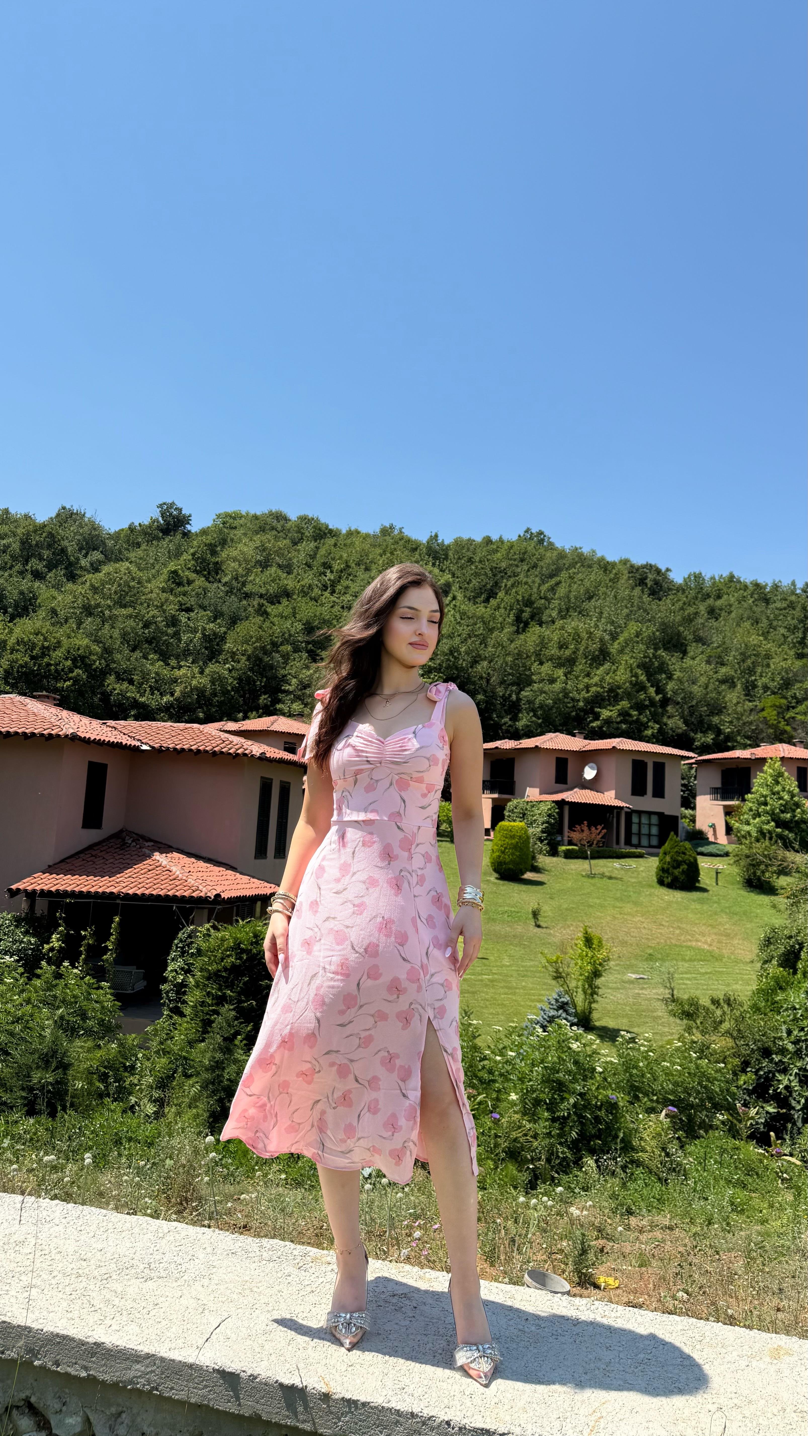 Massha Çiçekli Elbise Pembe