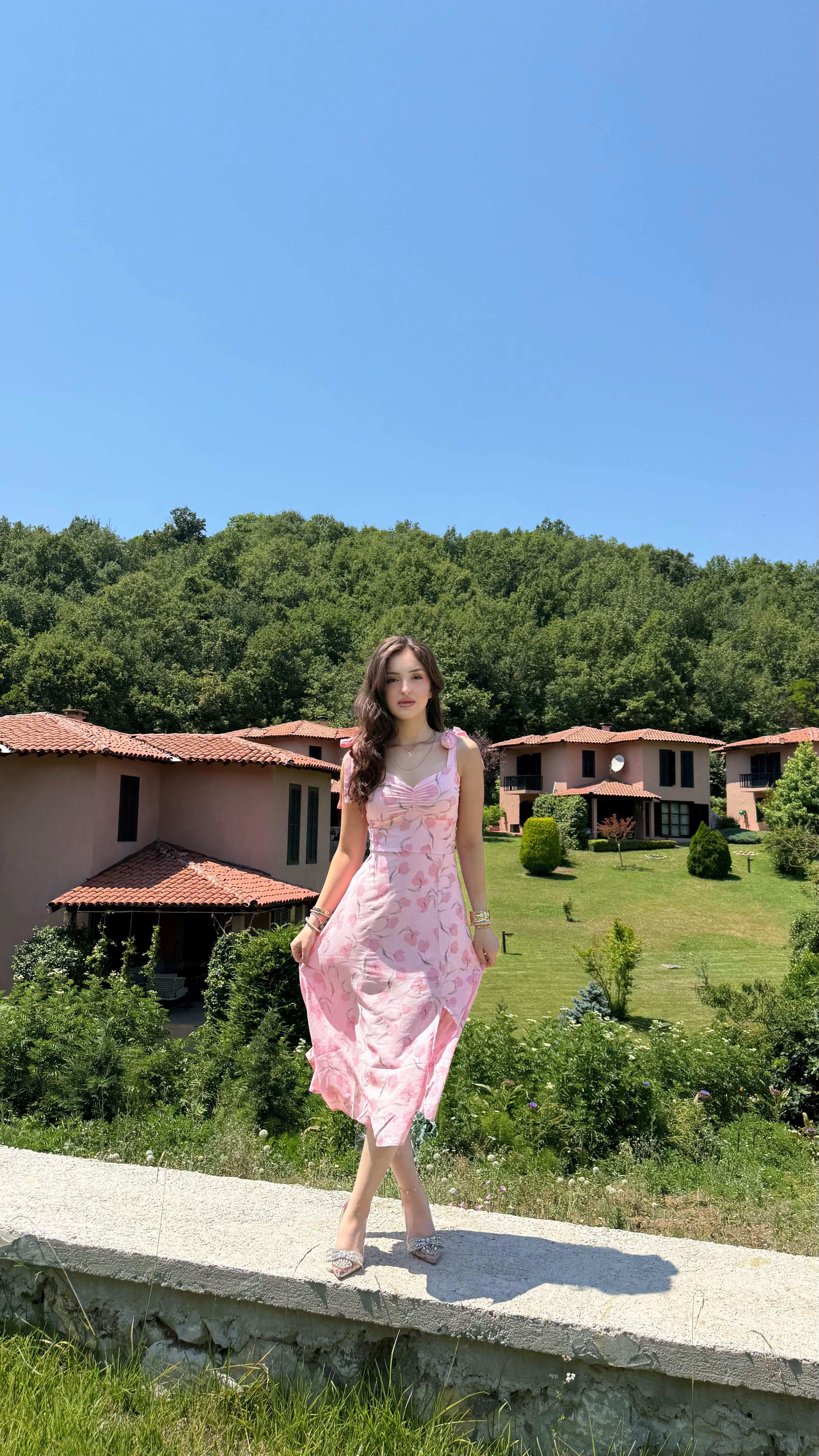 Massha Çiçekli Elbise Pembe