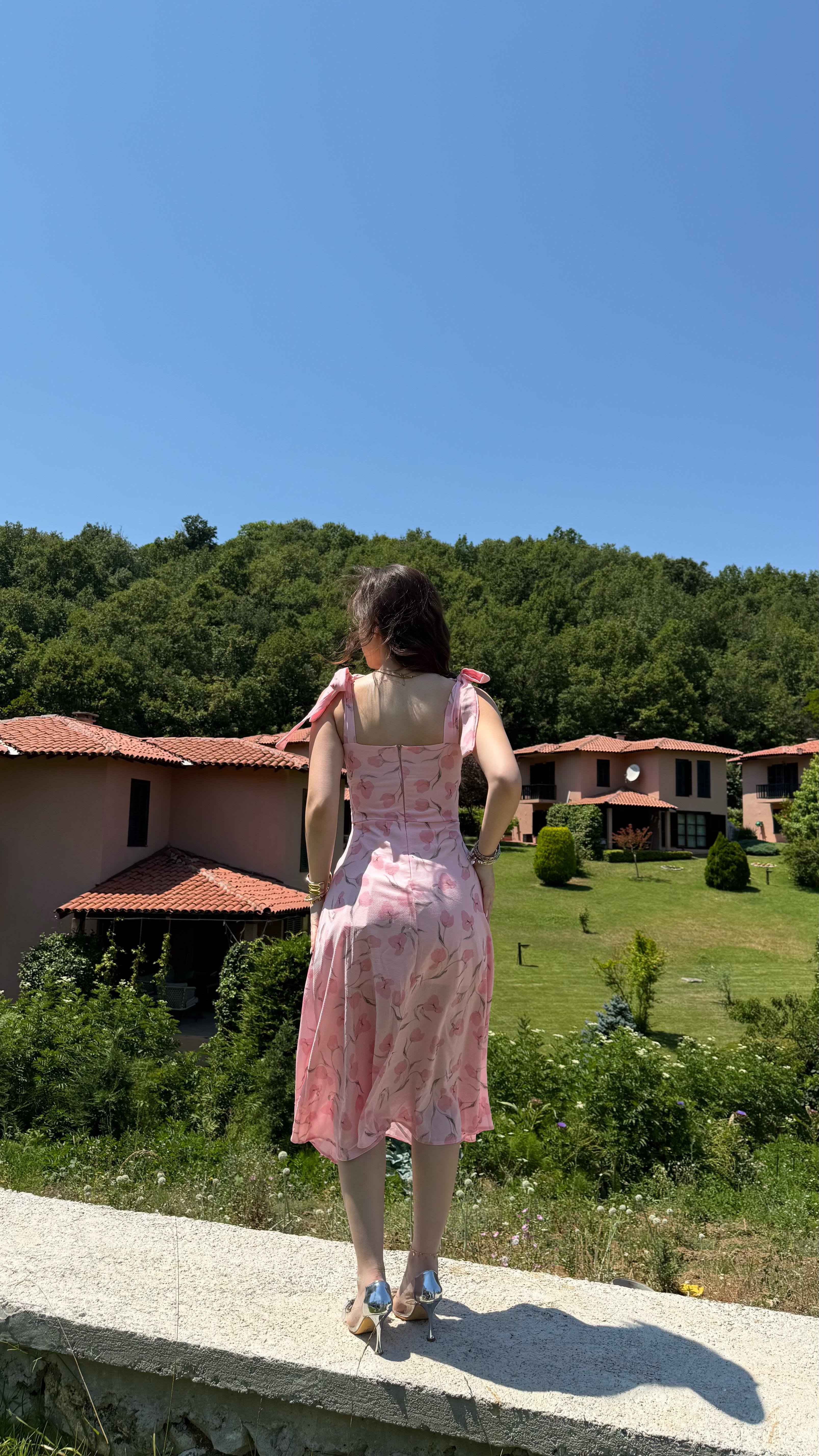 Massha Çiçekli Elbise Pembe