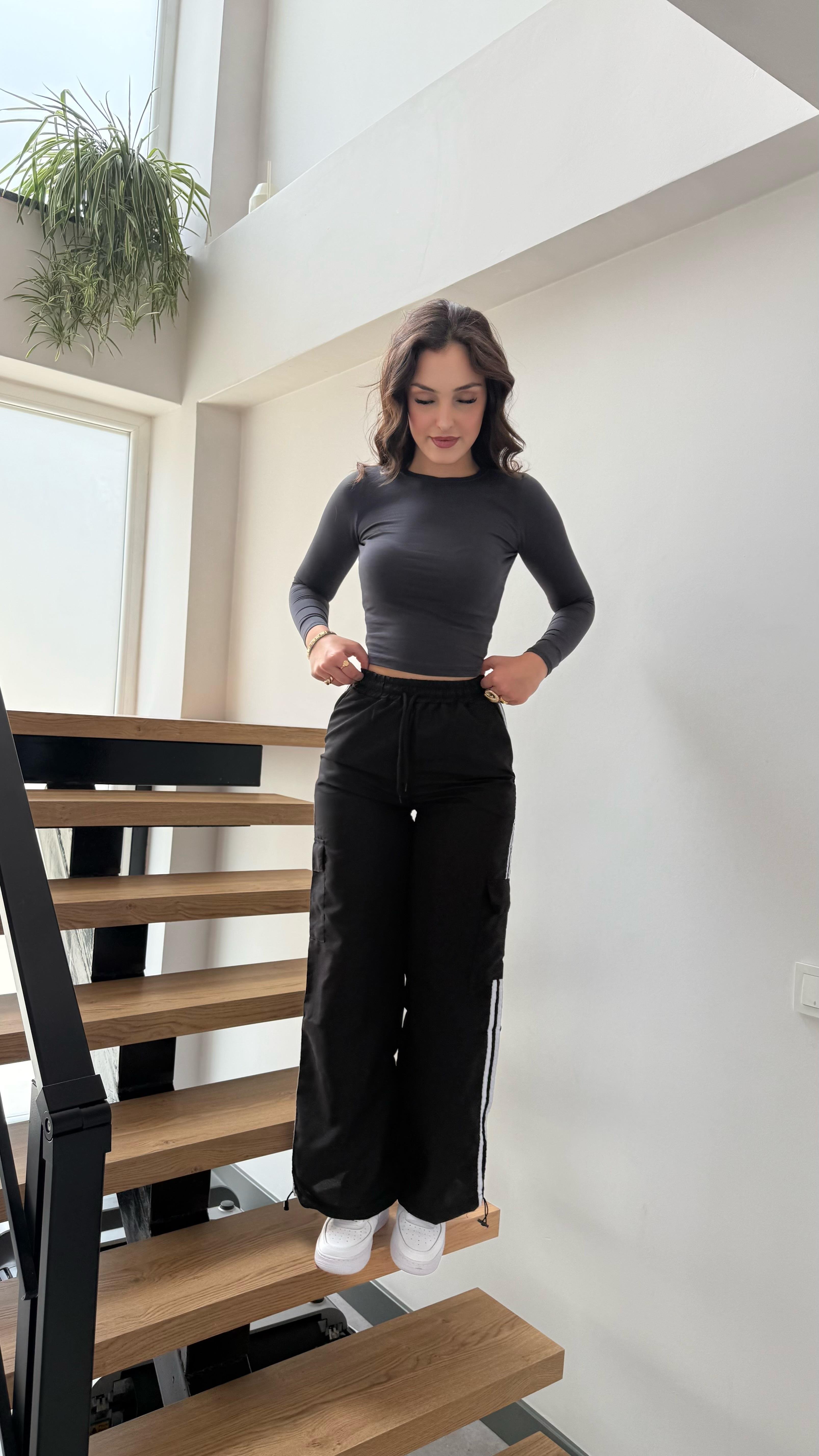 Max  Uzun Kol Crop Gri