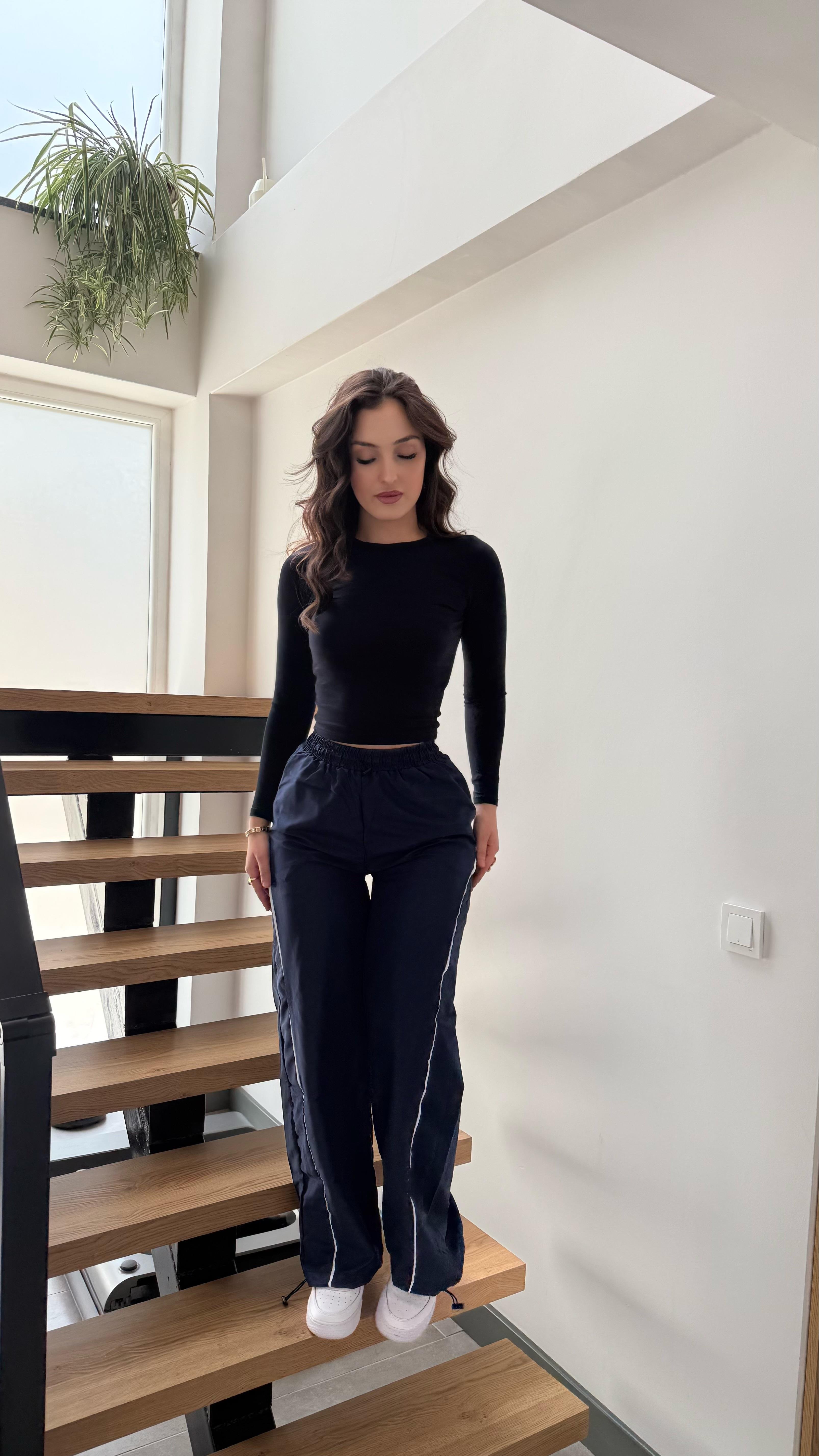 Max Uzun Kol Crop Lacivert