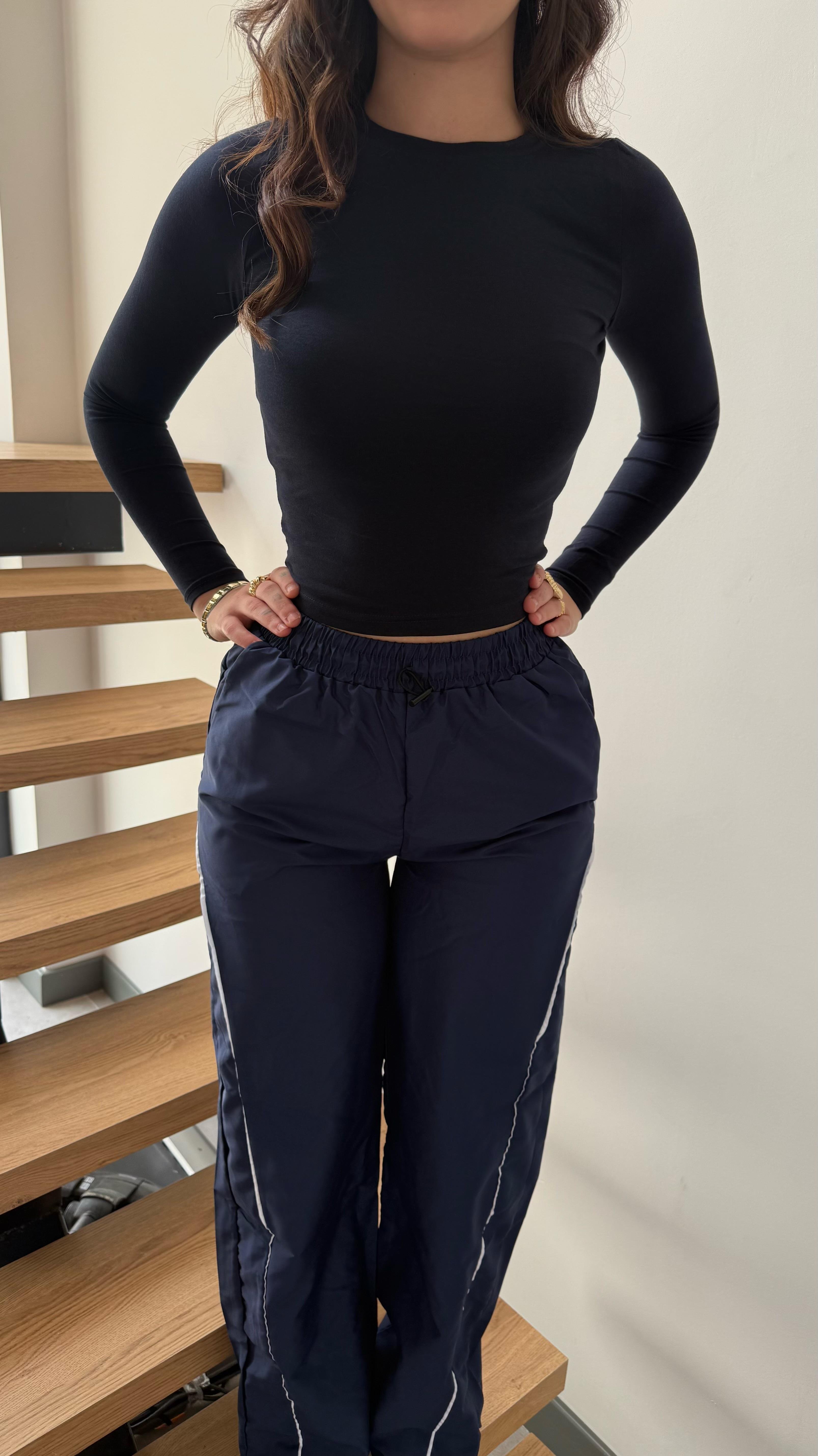 Max Uzun Kol Crop Lacivert