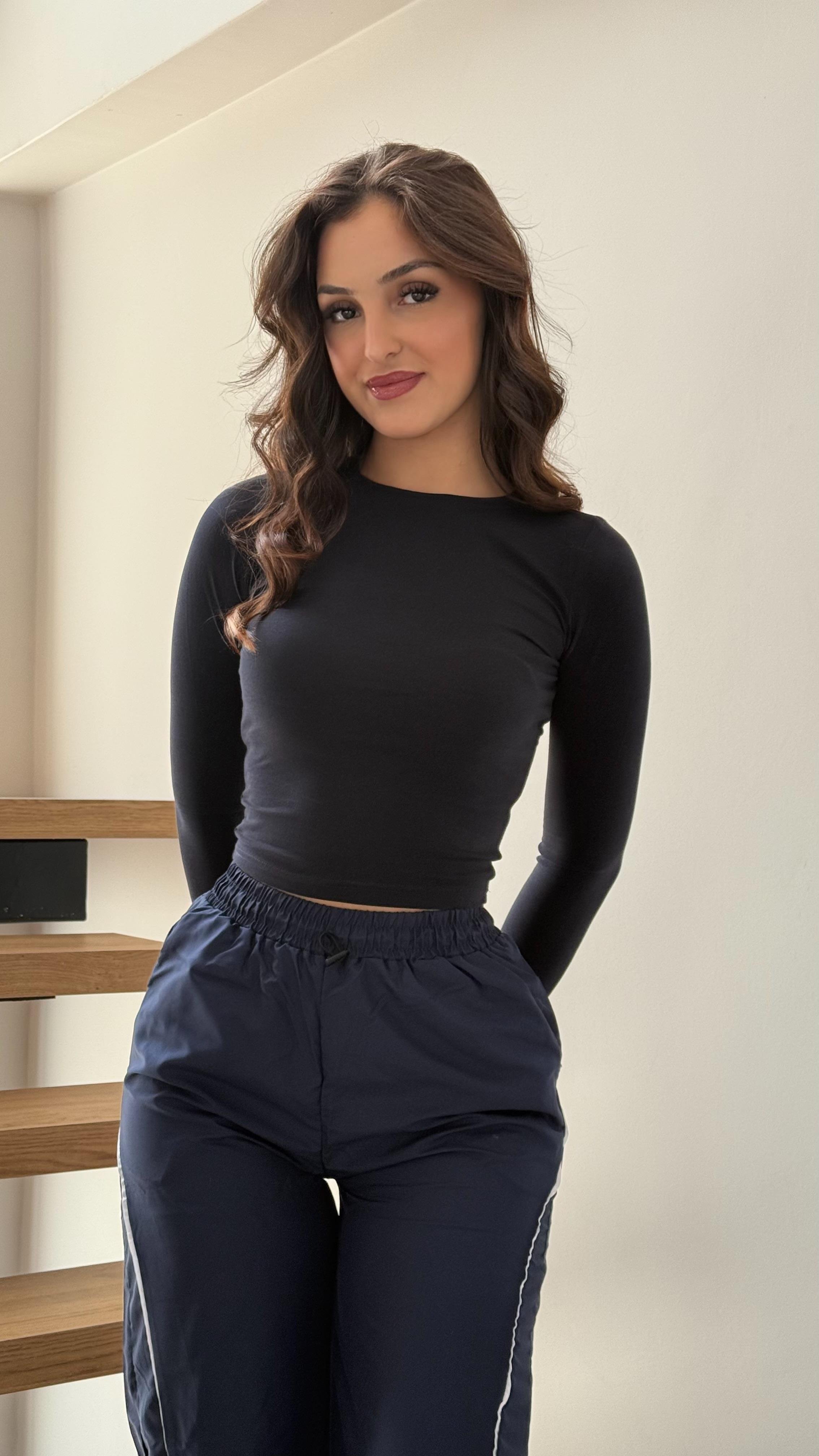 Max Uzun Kol Crop Lacivert