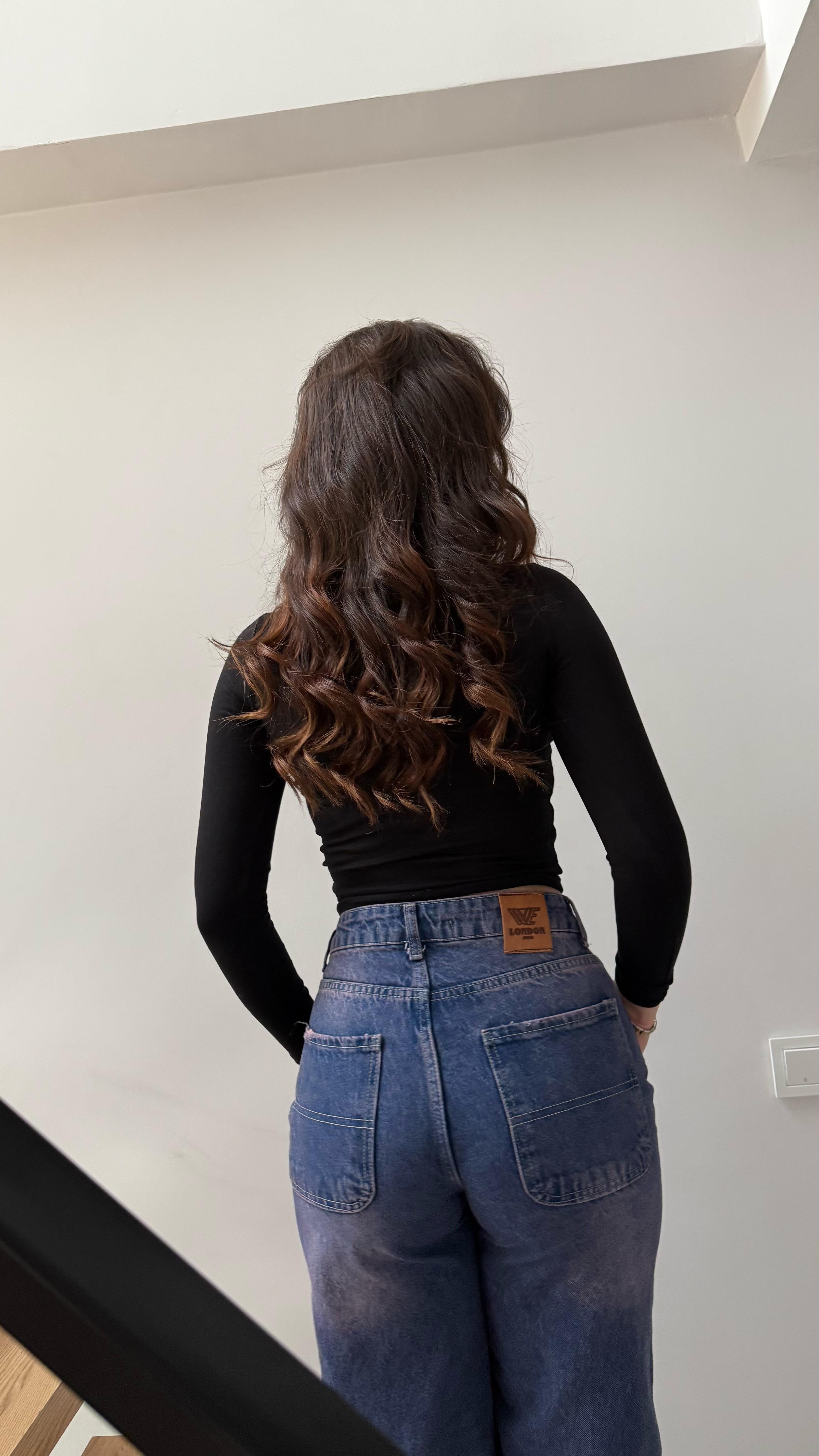 Max  Uzun Kol Crop Siyah