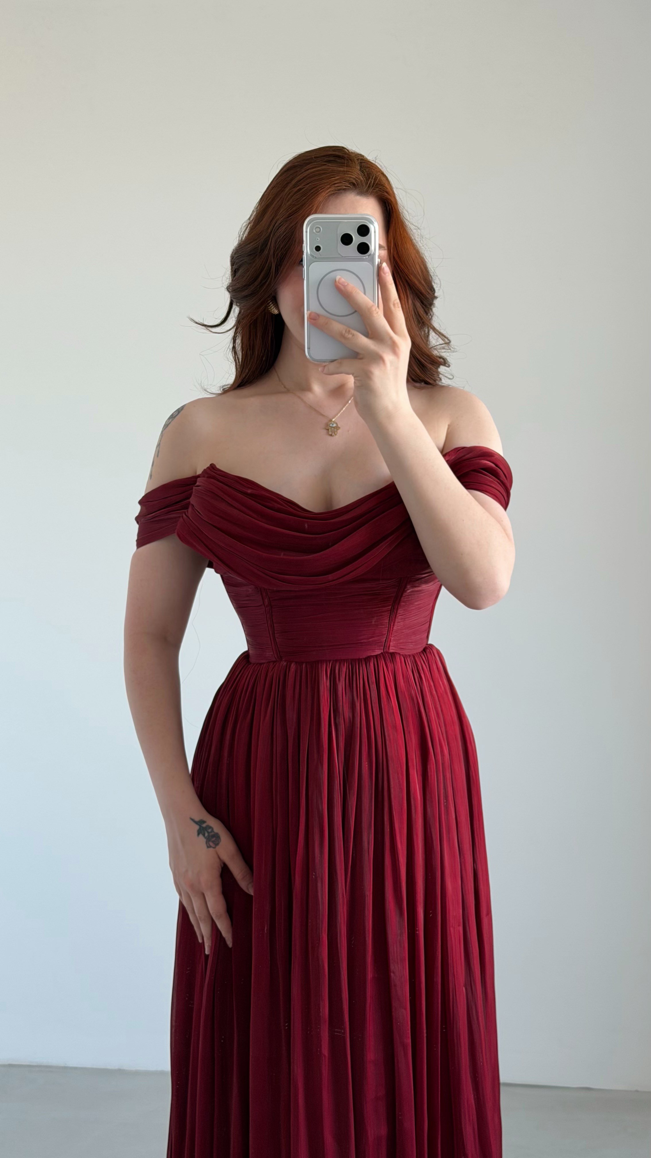 Maybe Maxi Degaje Abiye Bordo