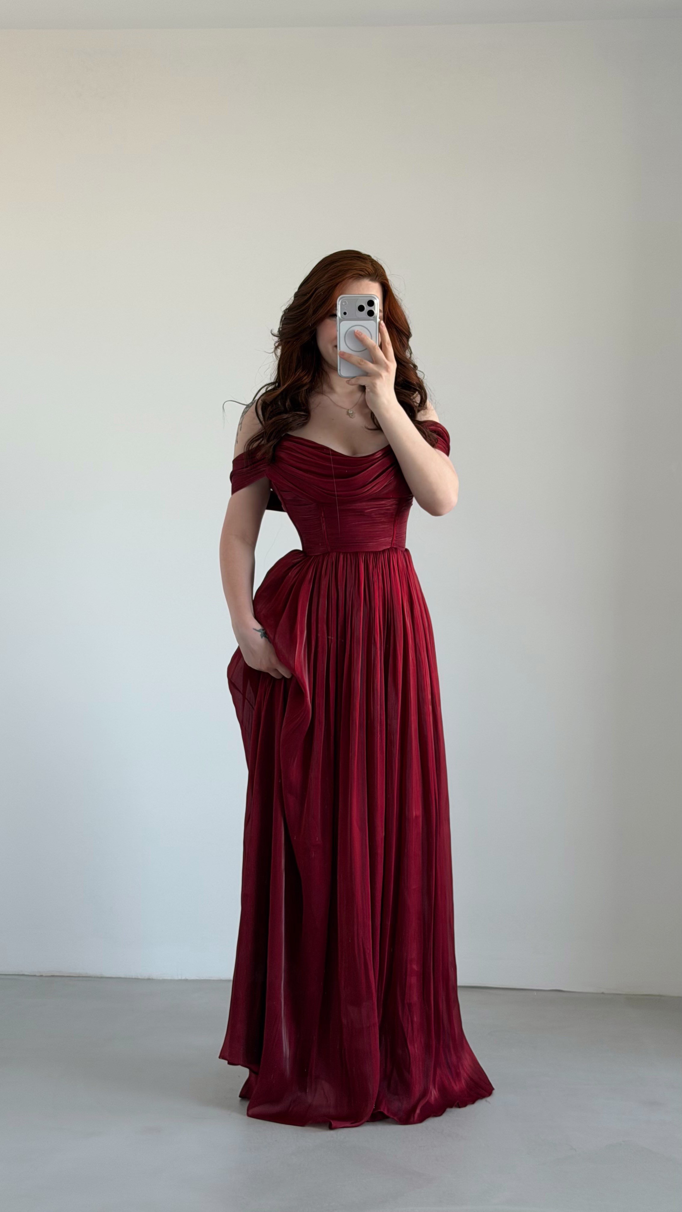 Maybe Maxi Degaje Abiye Bordo