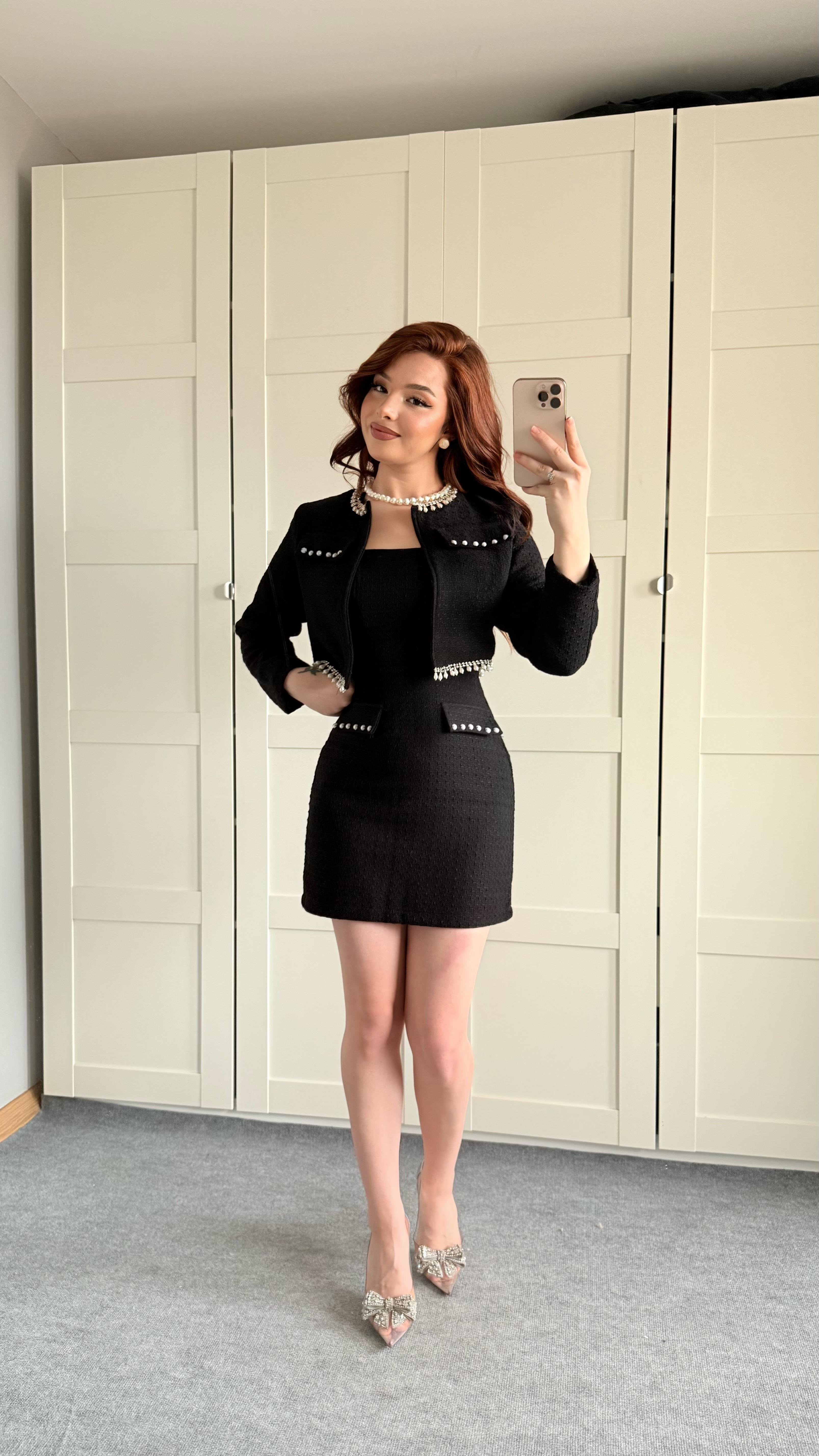 Mercy Buklet Taşlı Mini Takım Siyah