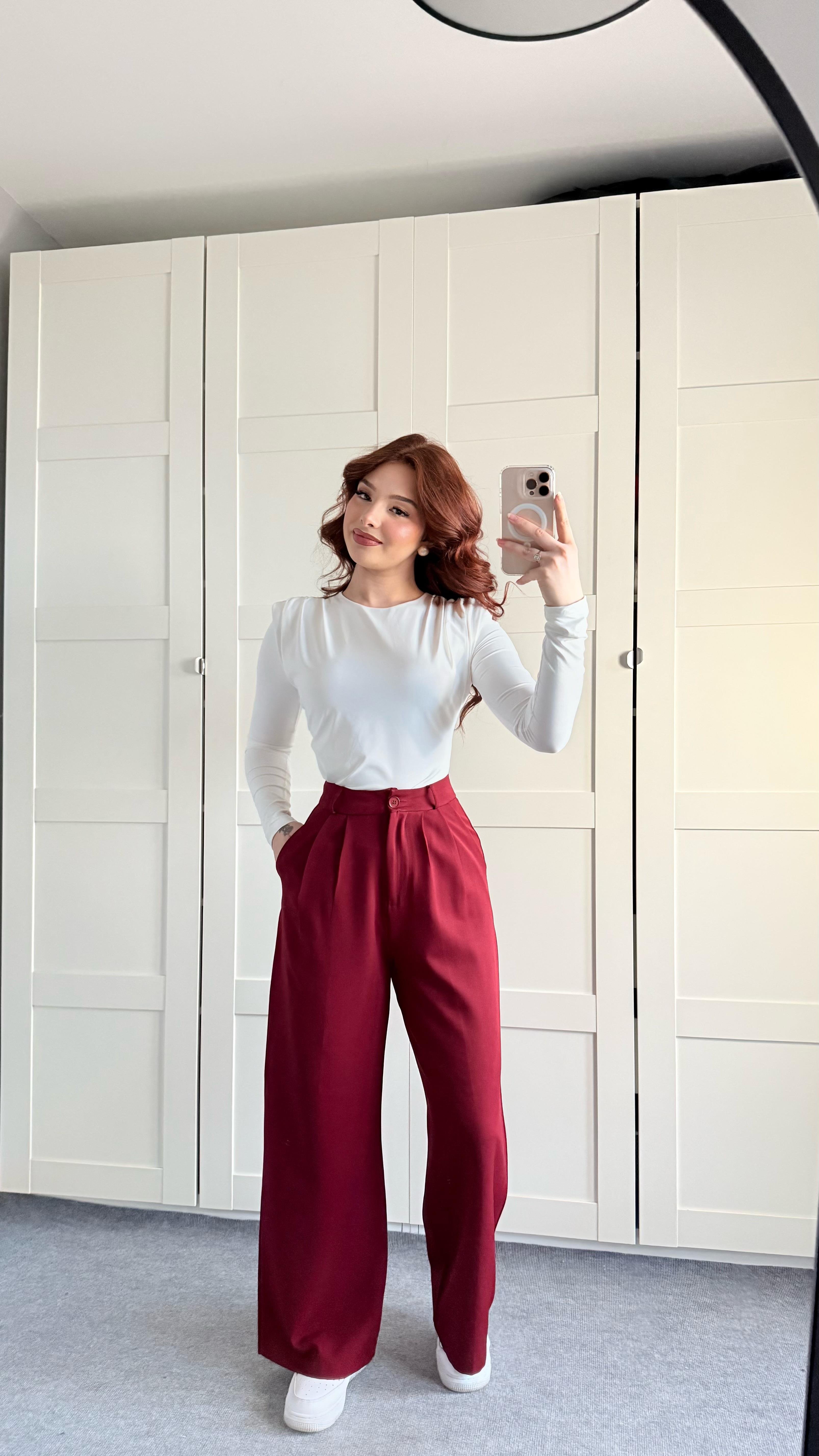 Mika Plazzo Pantolon Bordo
