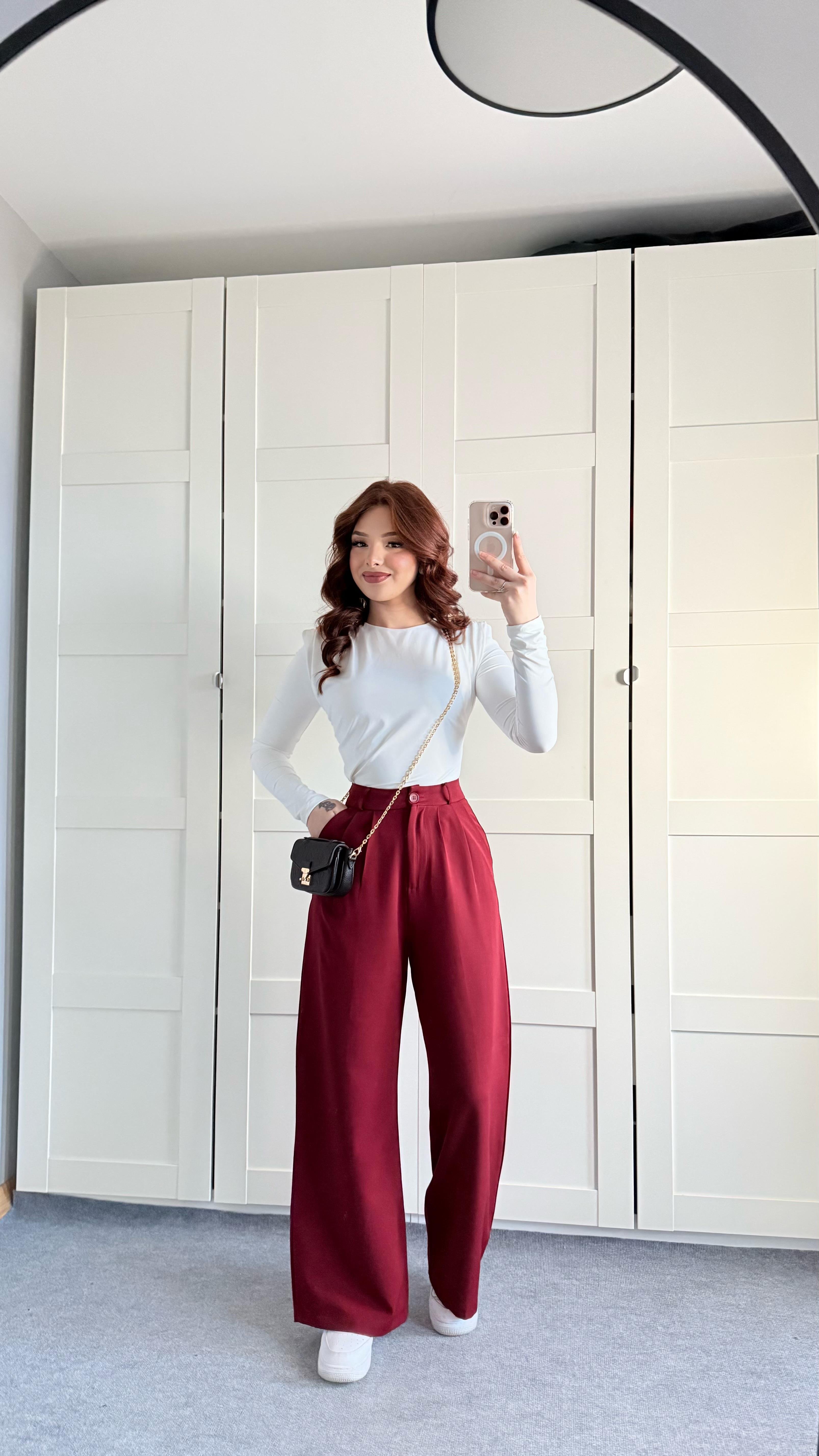Mika Plazzo Pantolon Bordo
