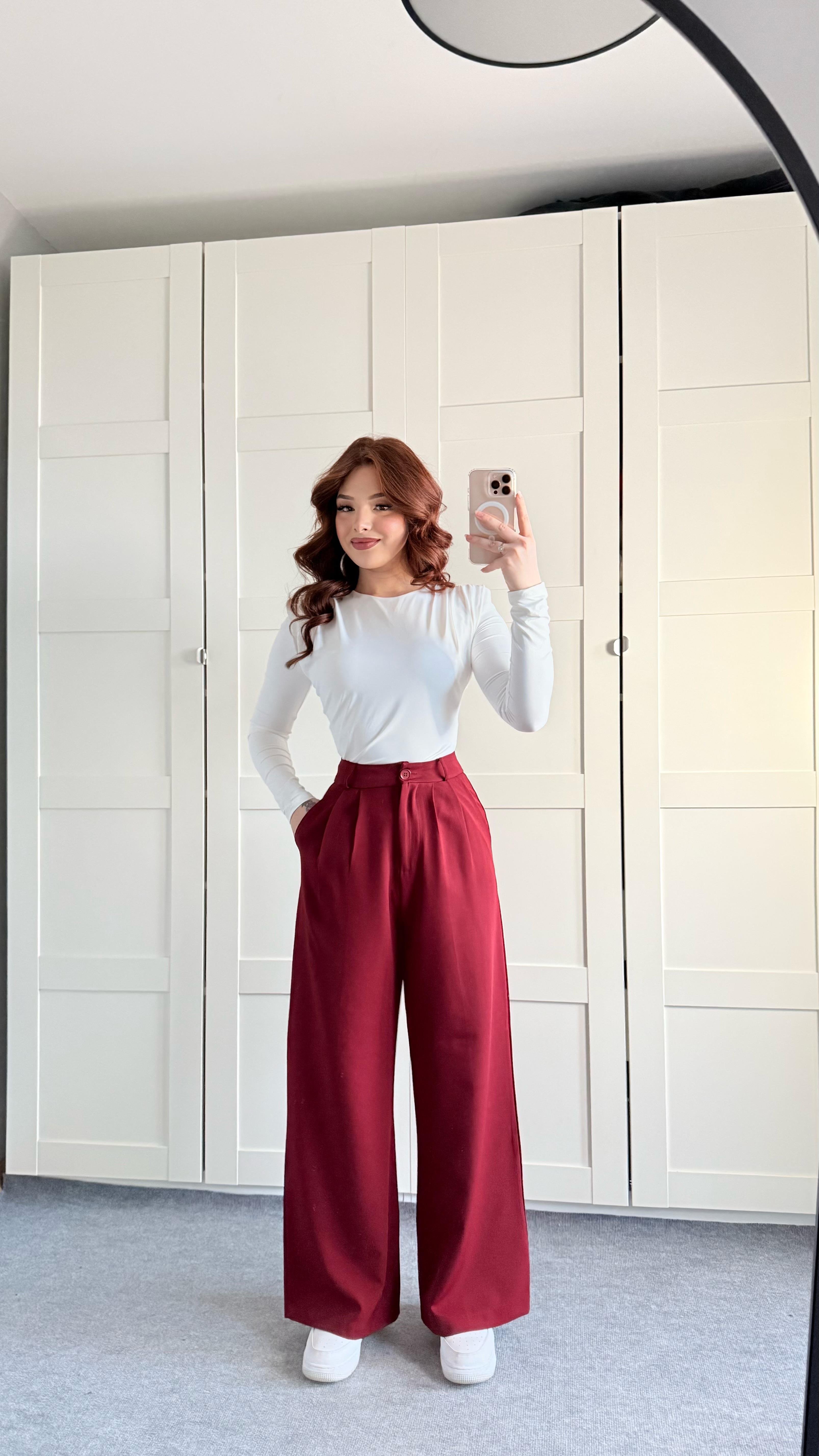 Mika Plazzo Pantolon Bordo