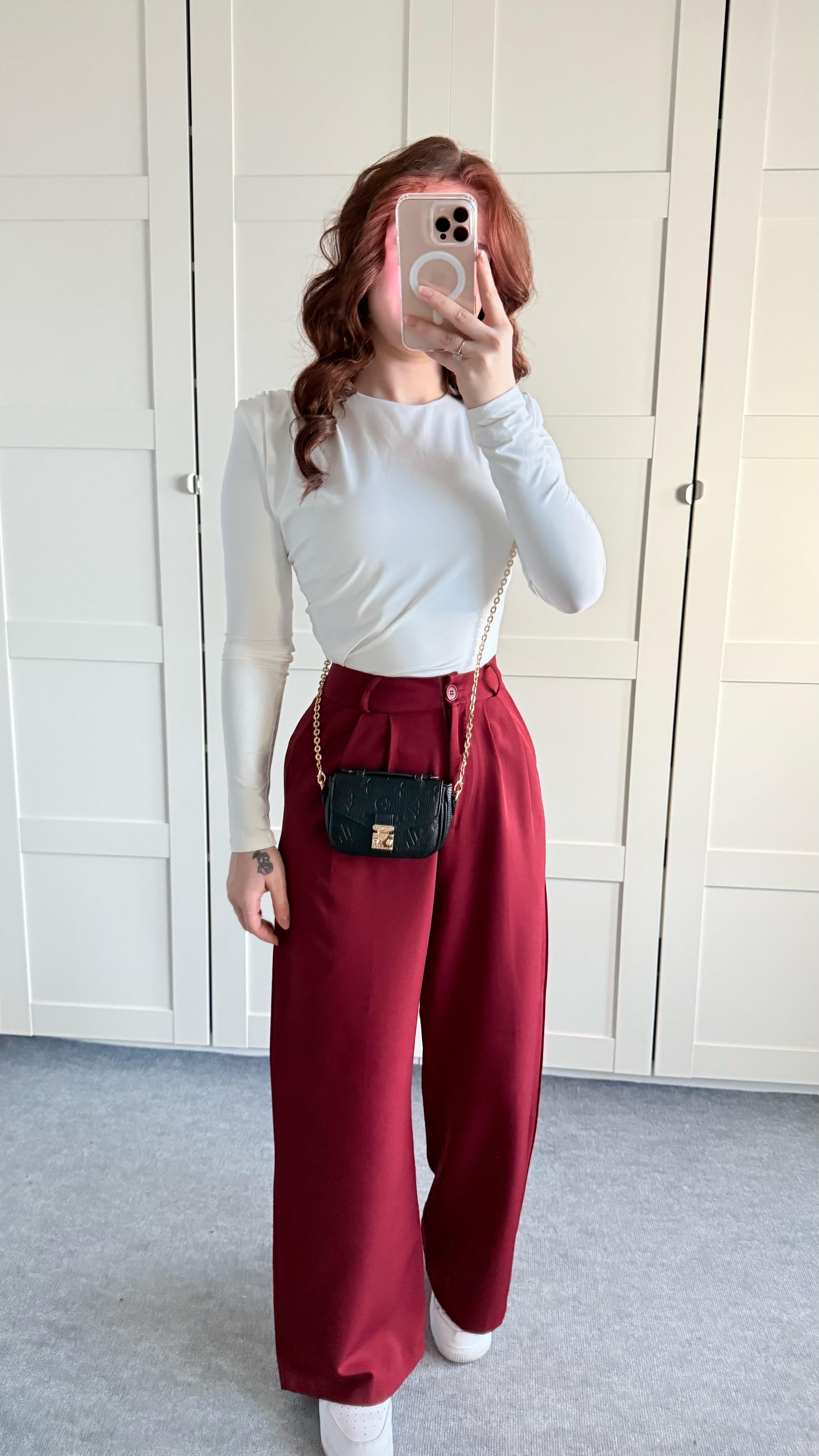 Mika Plazzo Pantolon Bordo