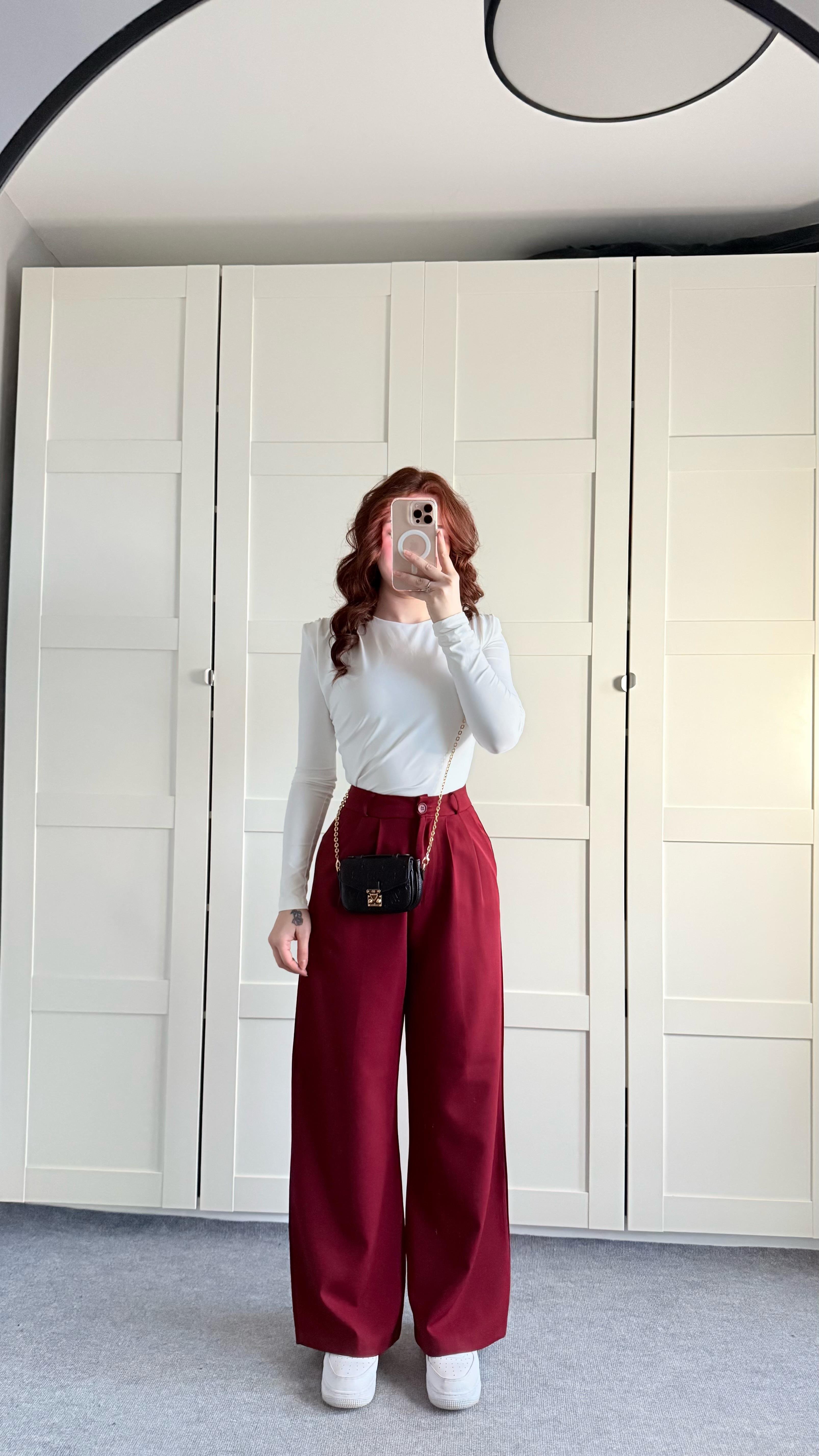 Mika Plazzo Pantolon Bordo