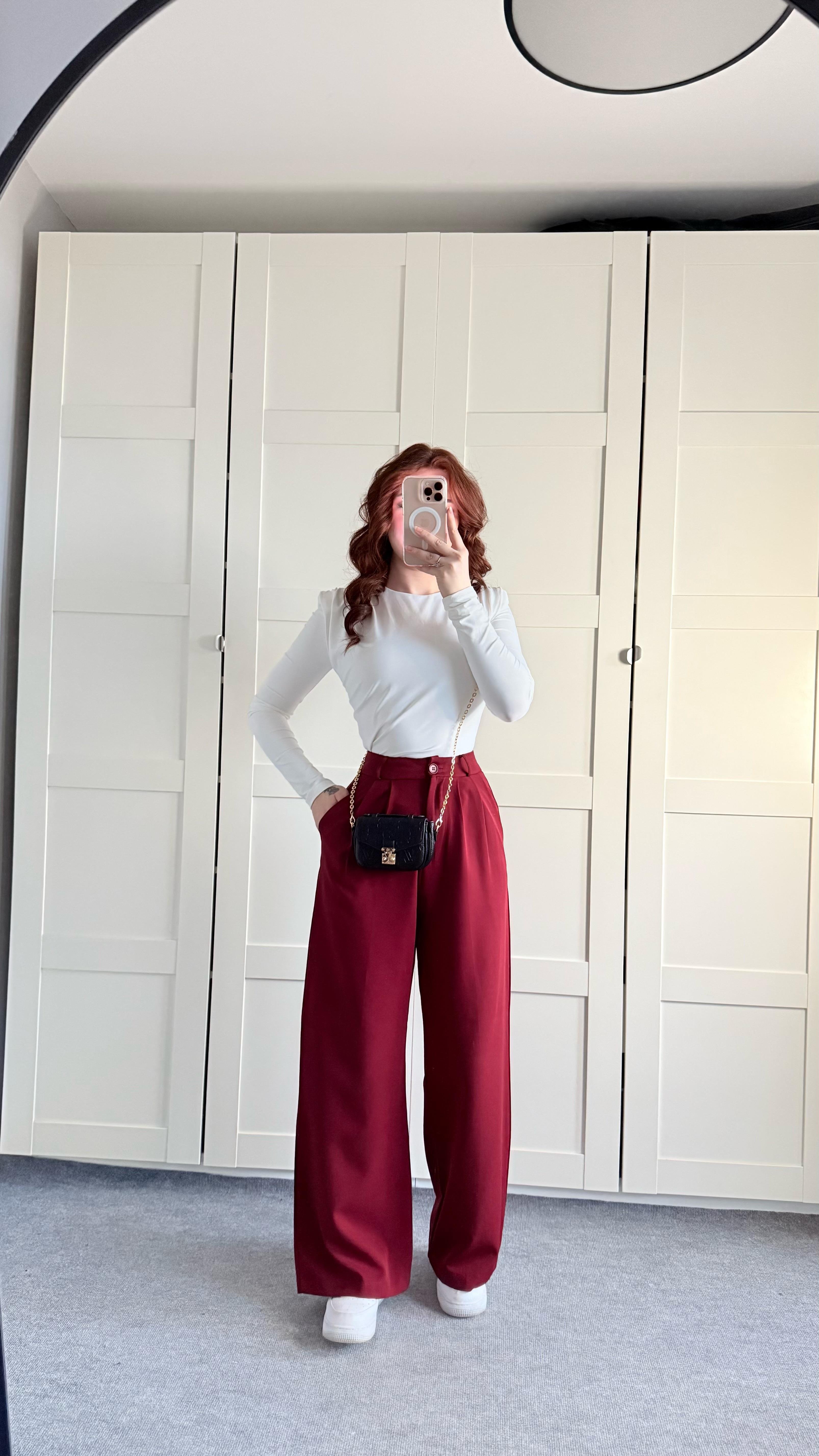 Mika Plazzo Pantolon Bordo