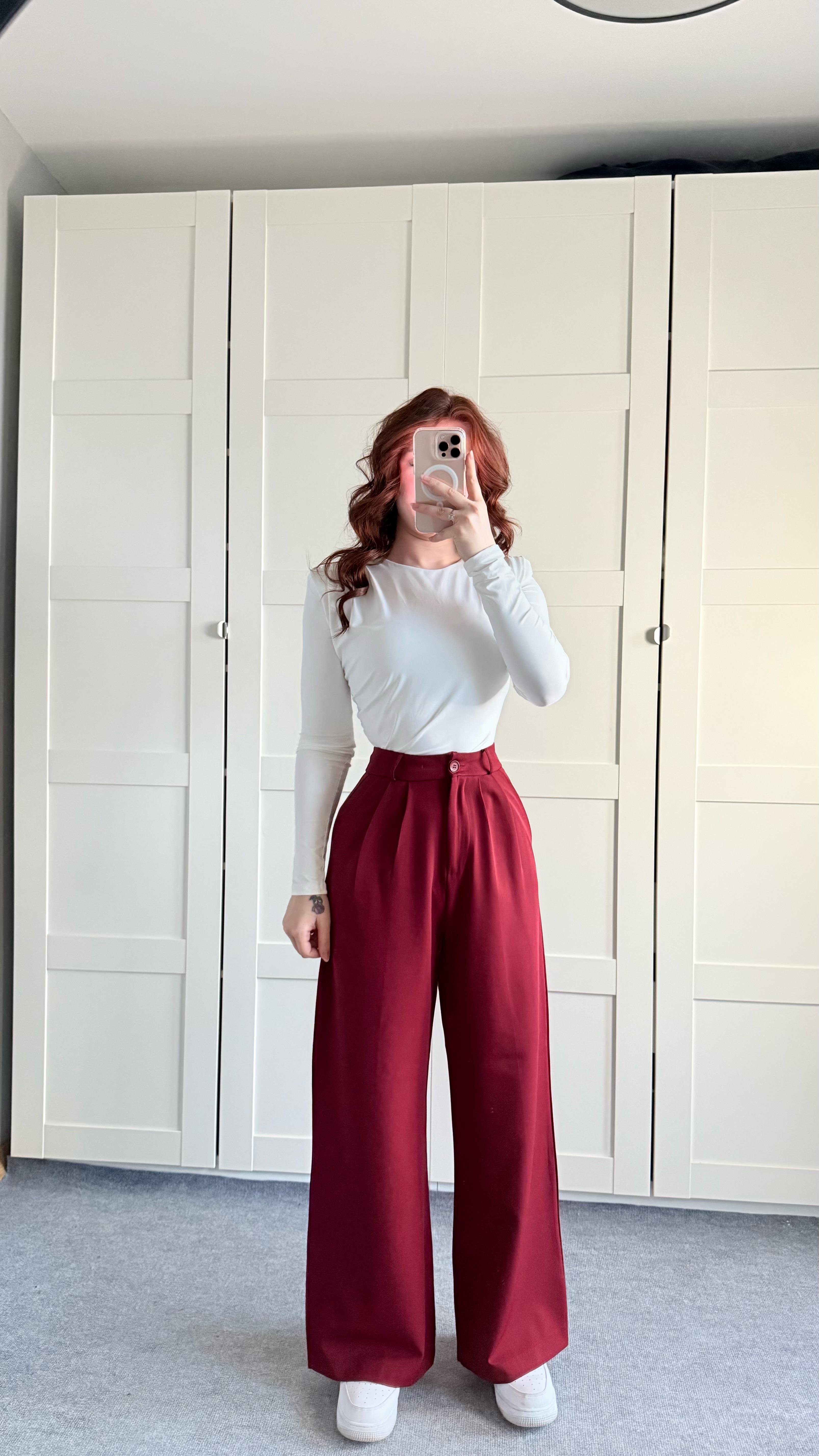 Mika Plazzo Pantolon Bordo