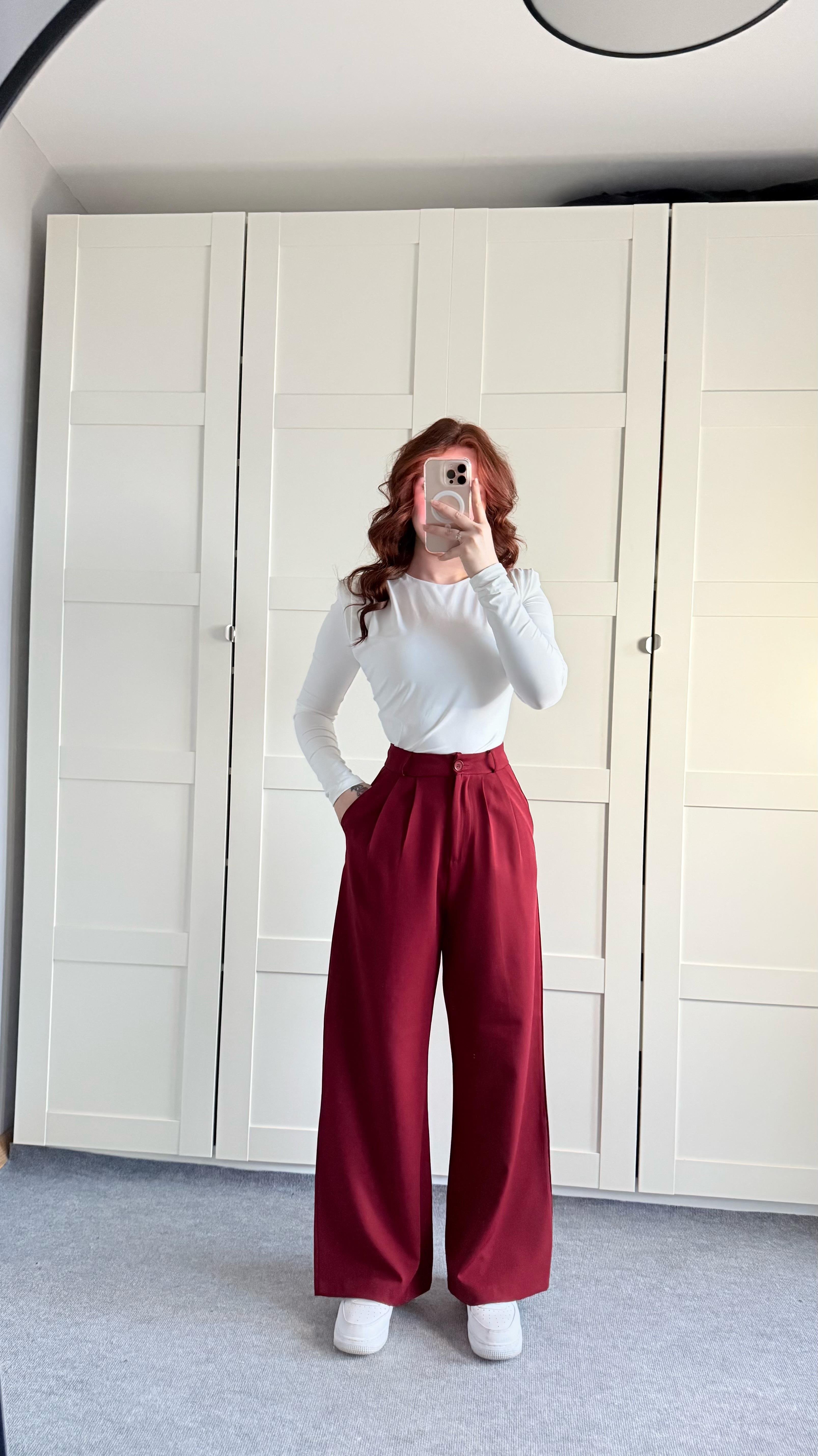 Mika Plazzo Pantolon Bordo