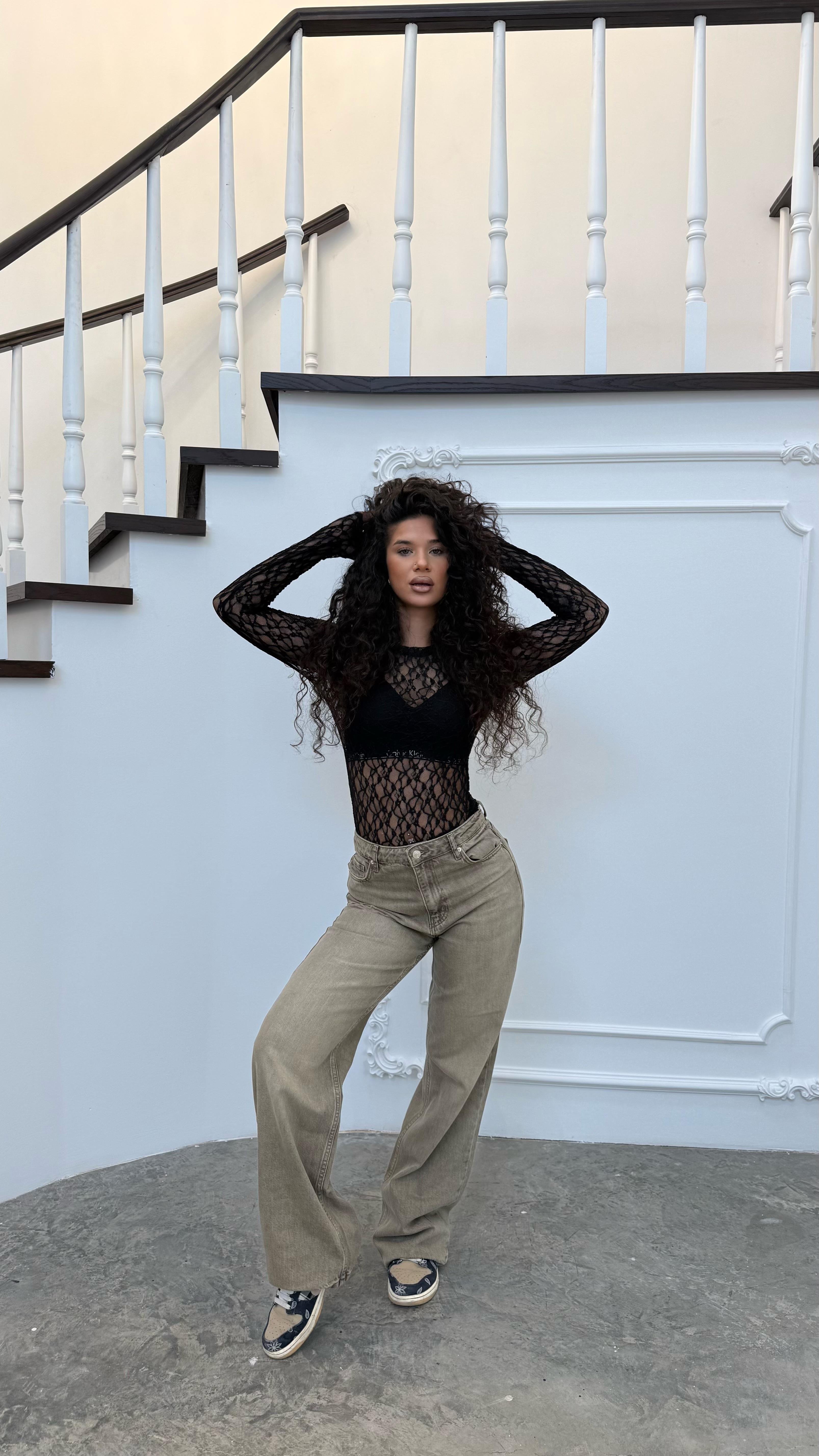 Milie Transparan Dantelli Siyah