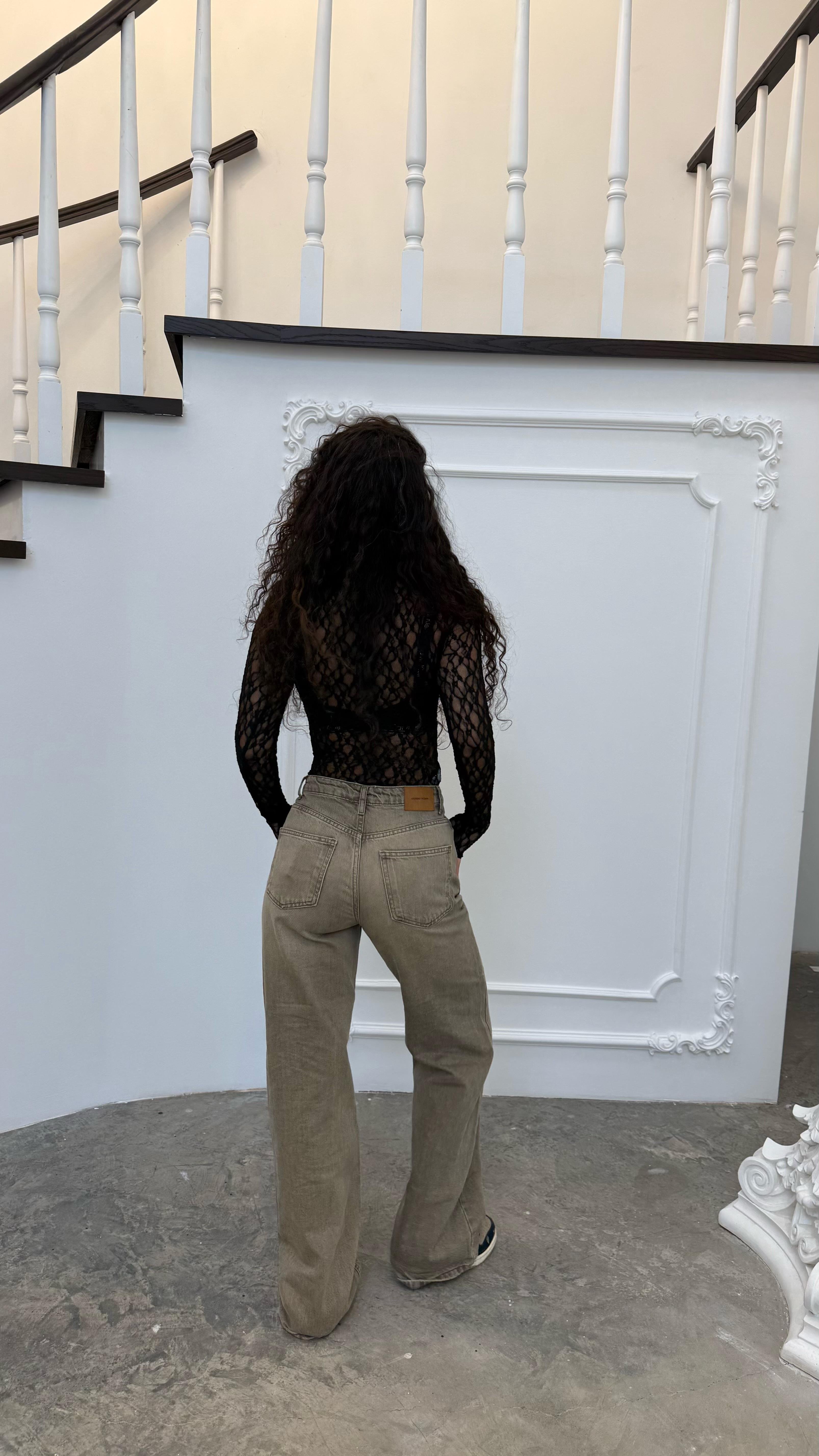 Milie Transparan Dantelli Siyah