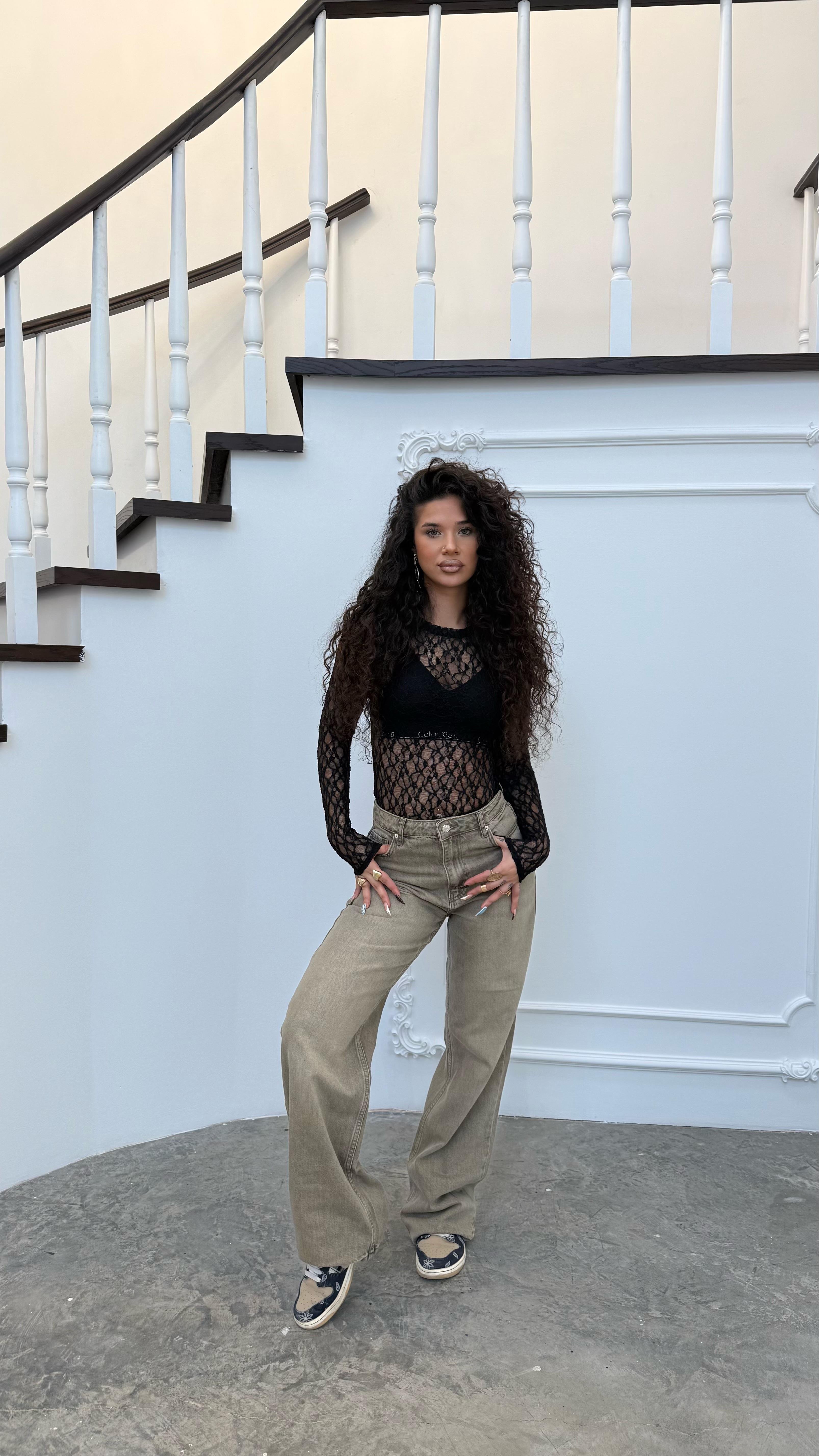 Milie Transparan Dantelli Siyah
