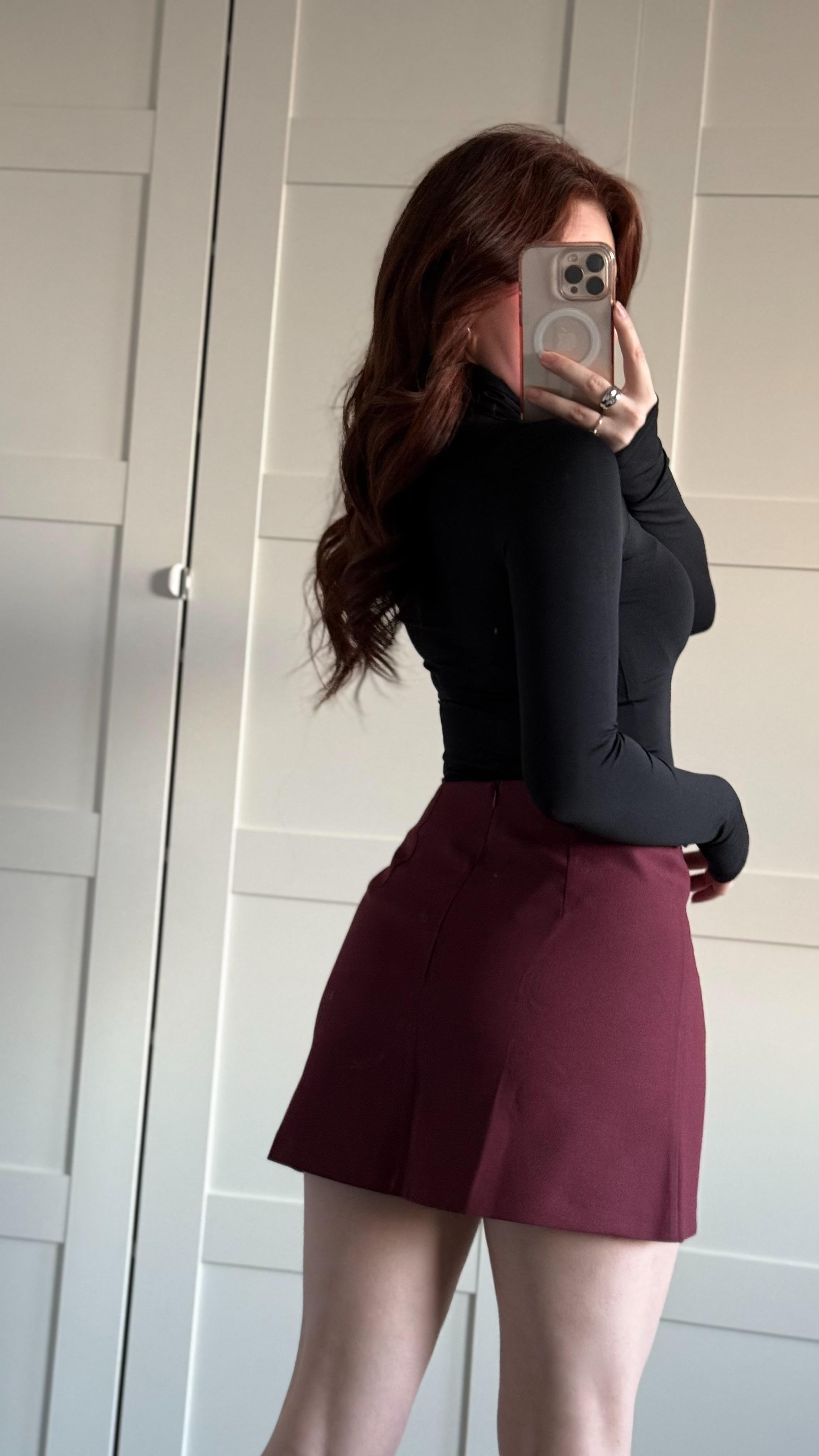 Mini Kumaş Etek Bordo