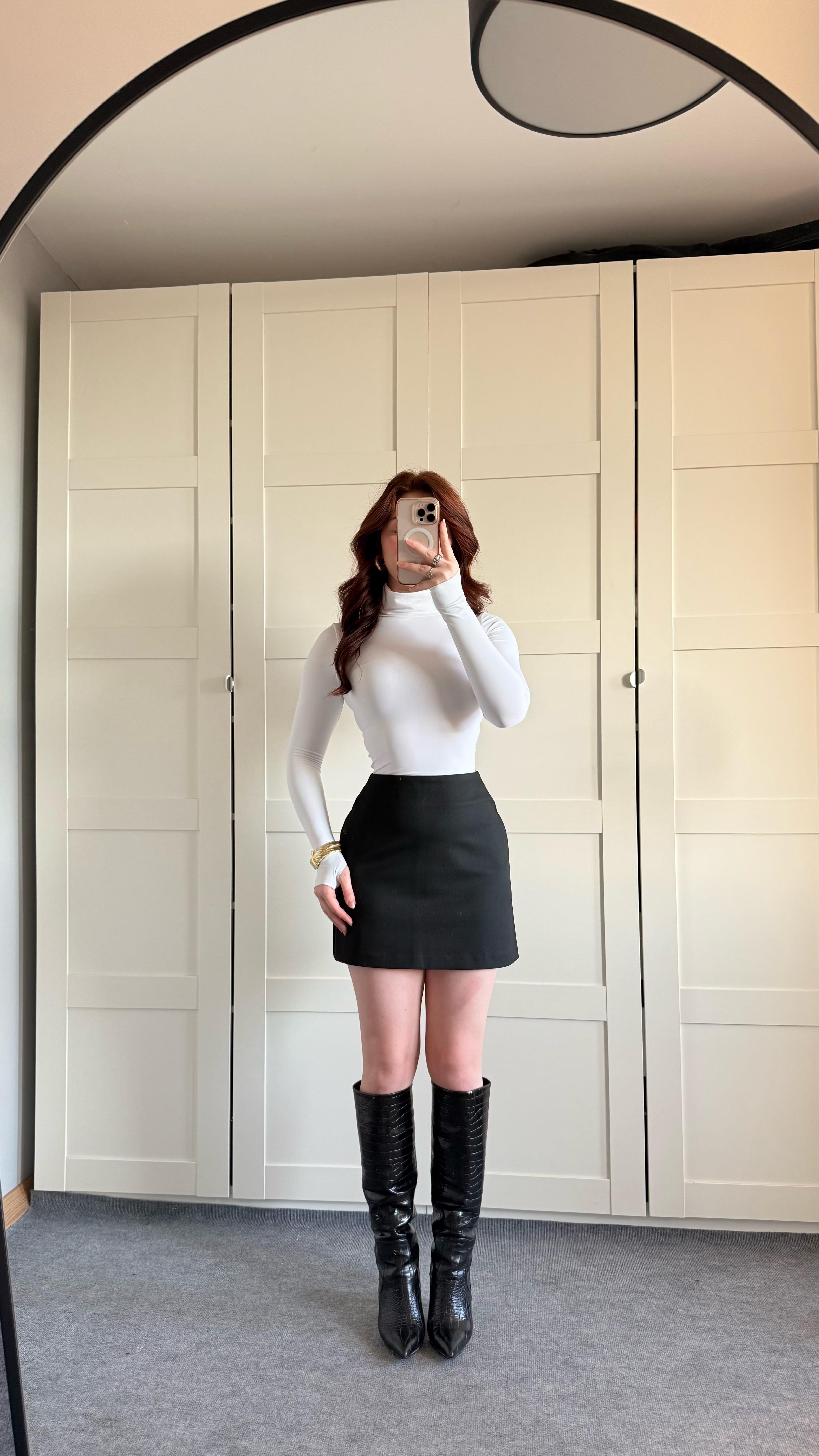 Mini Kumaş Etek Siyah