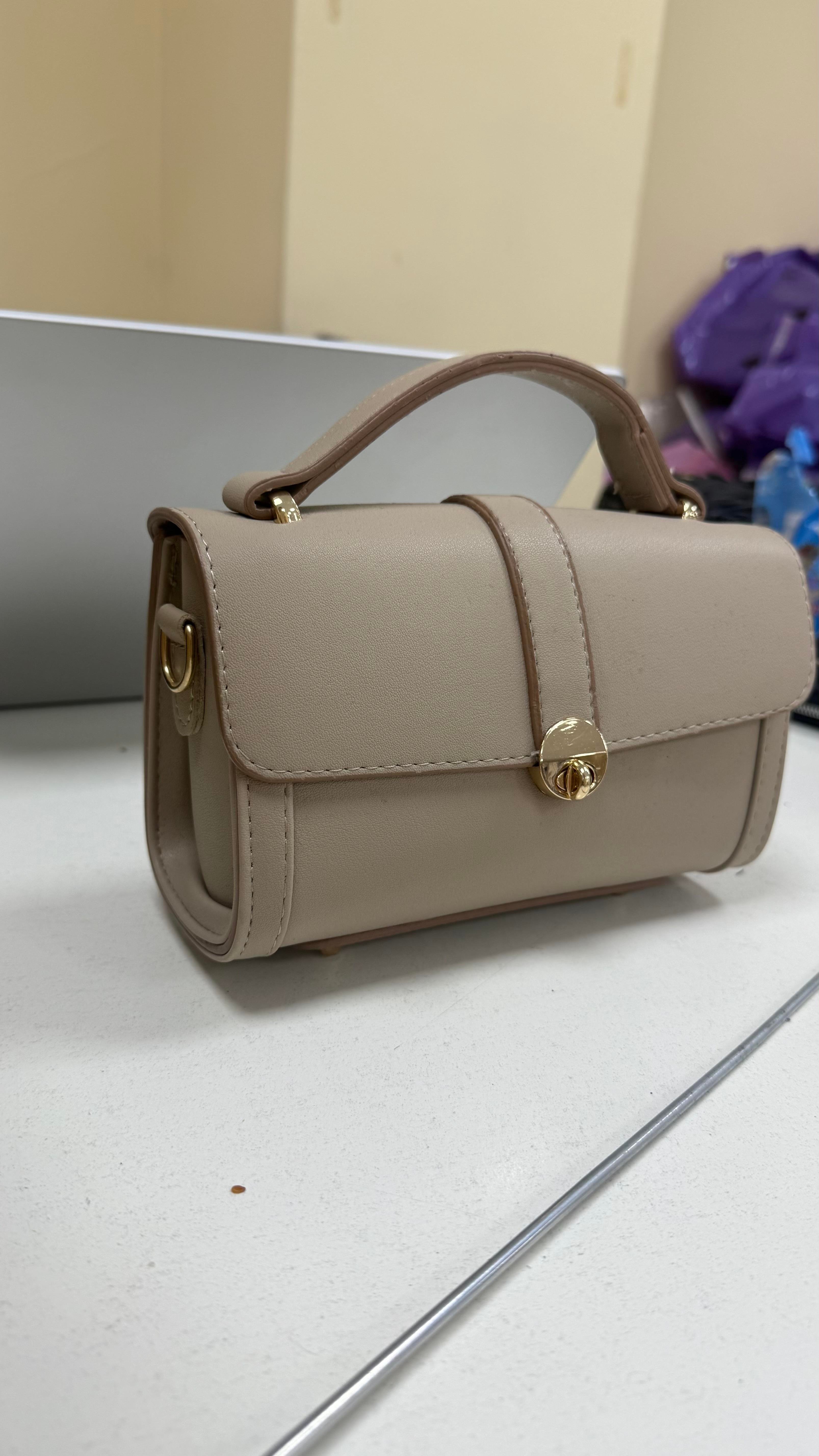 Minik Oval Tote Çanta Bej