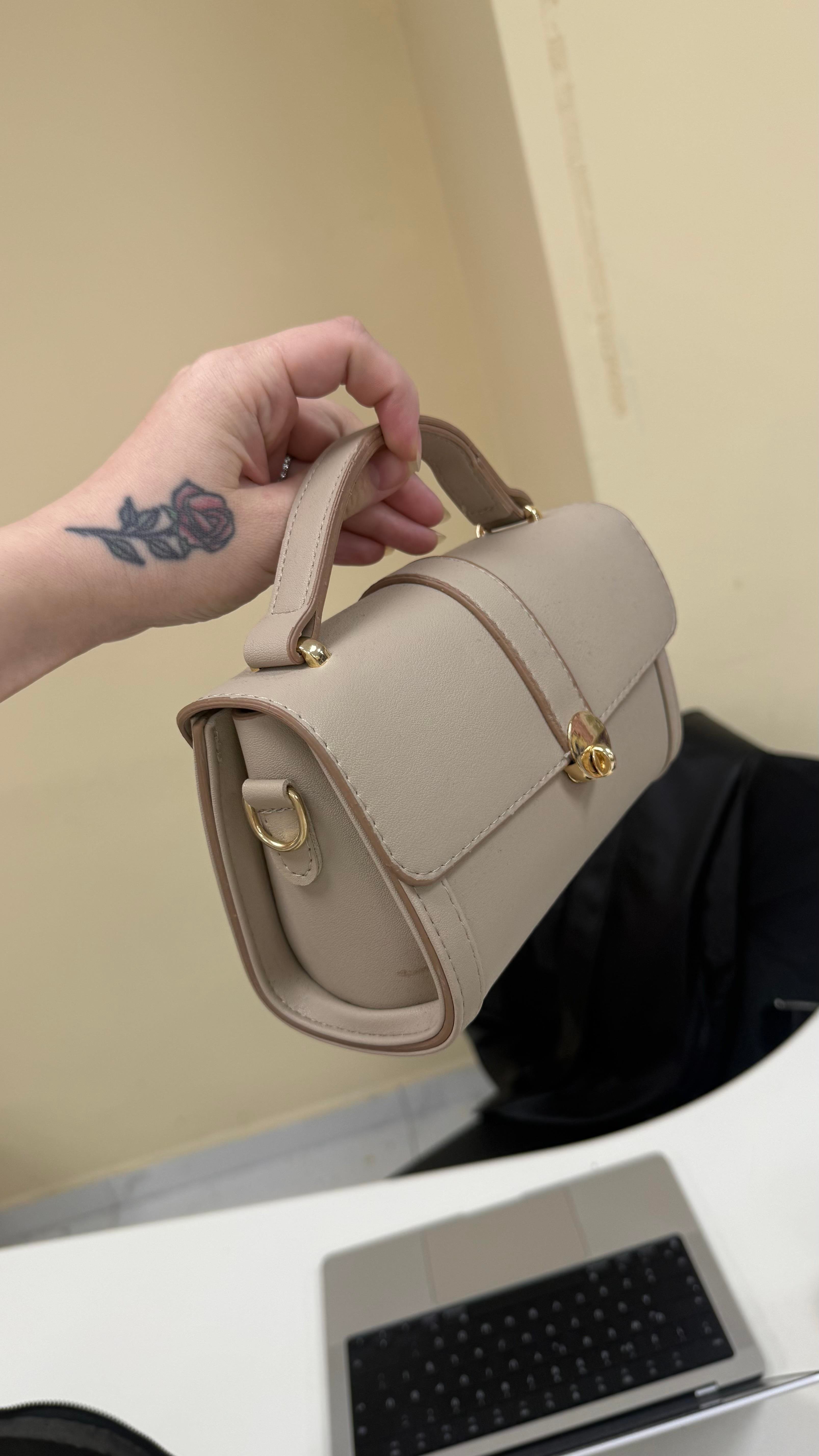 Minik Oval Tote Çanta Bej