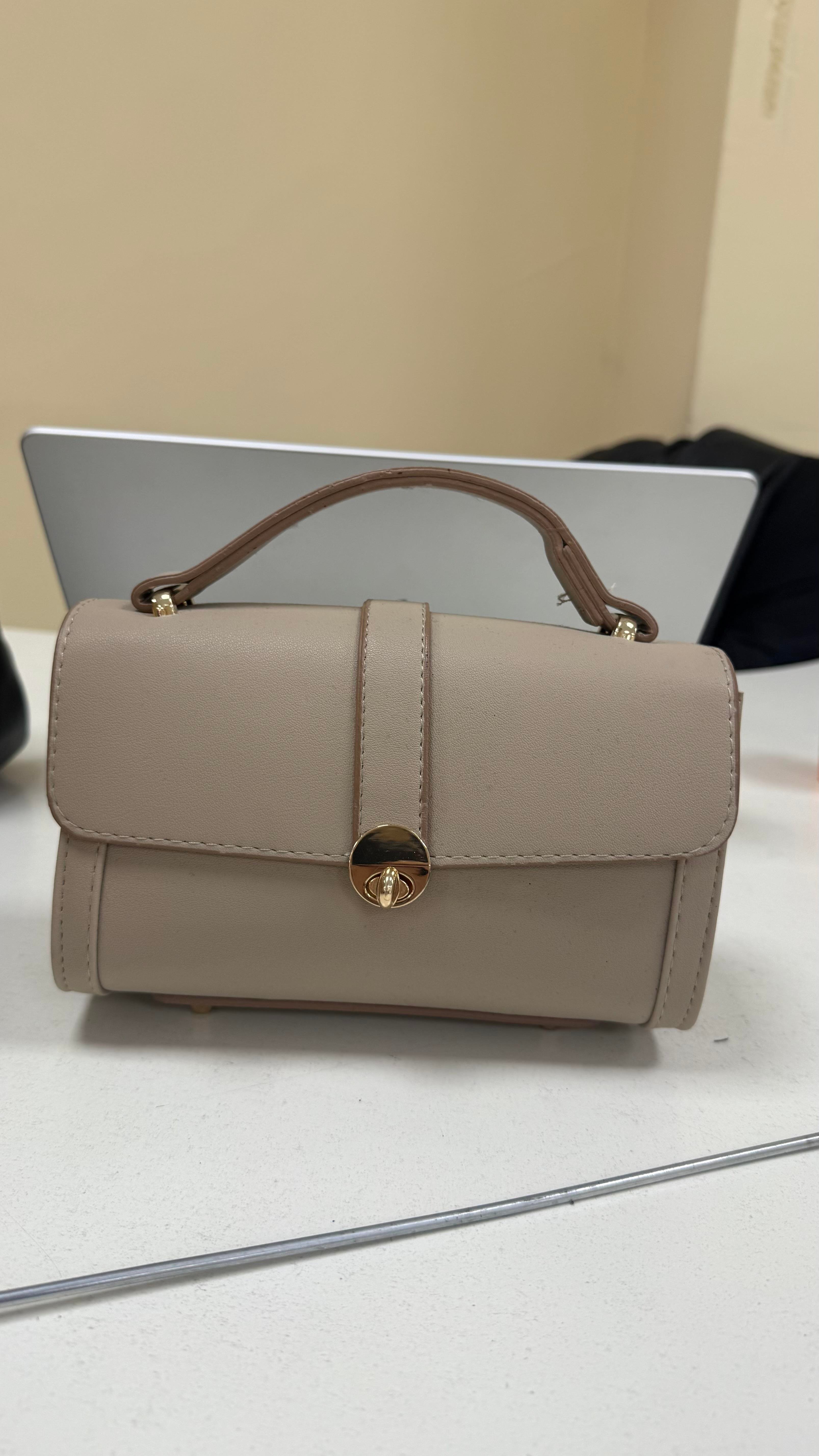 Minik Oval Tote Çanta Bej