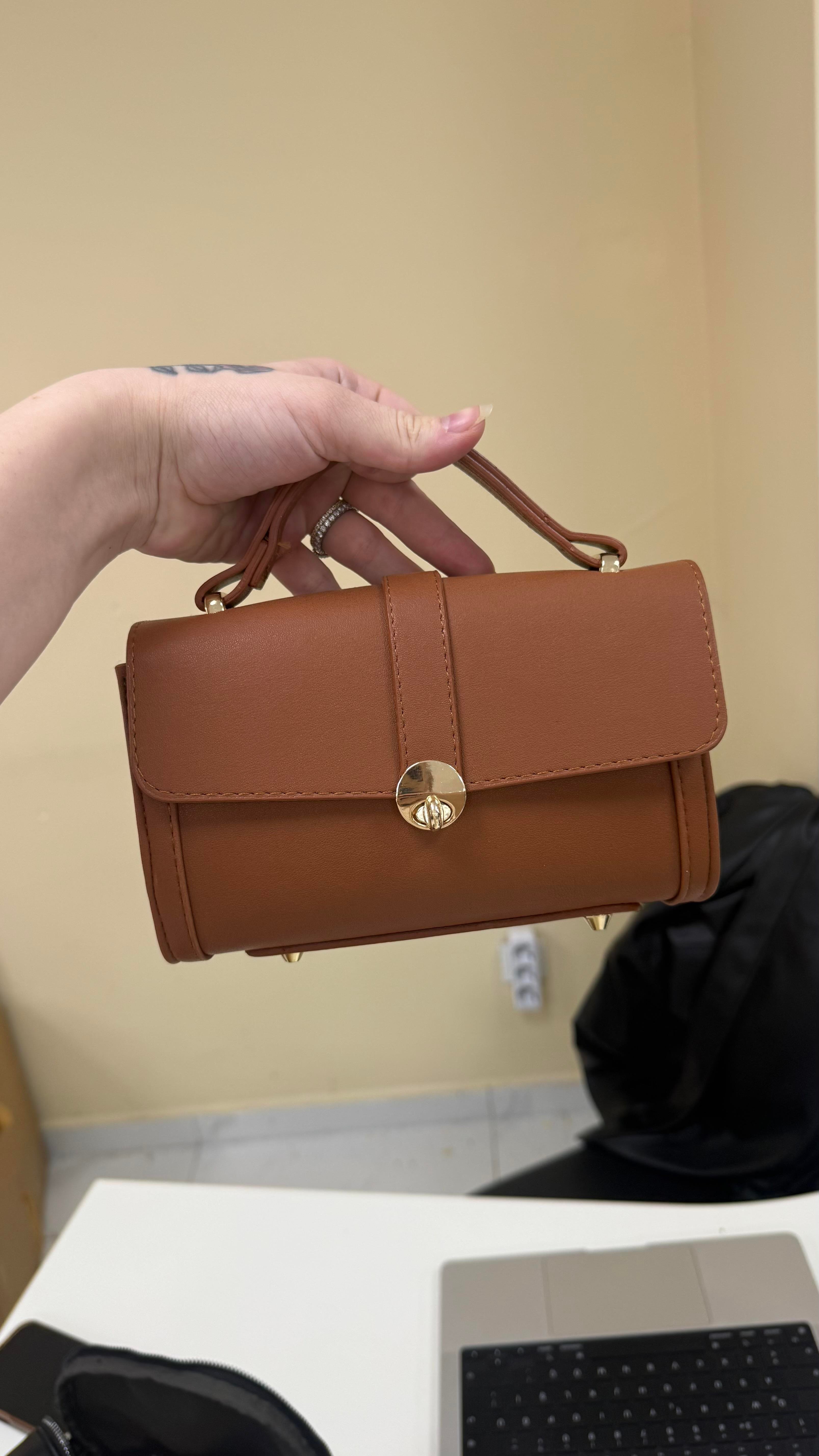 Minik Oval Tote Çanta Taba
