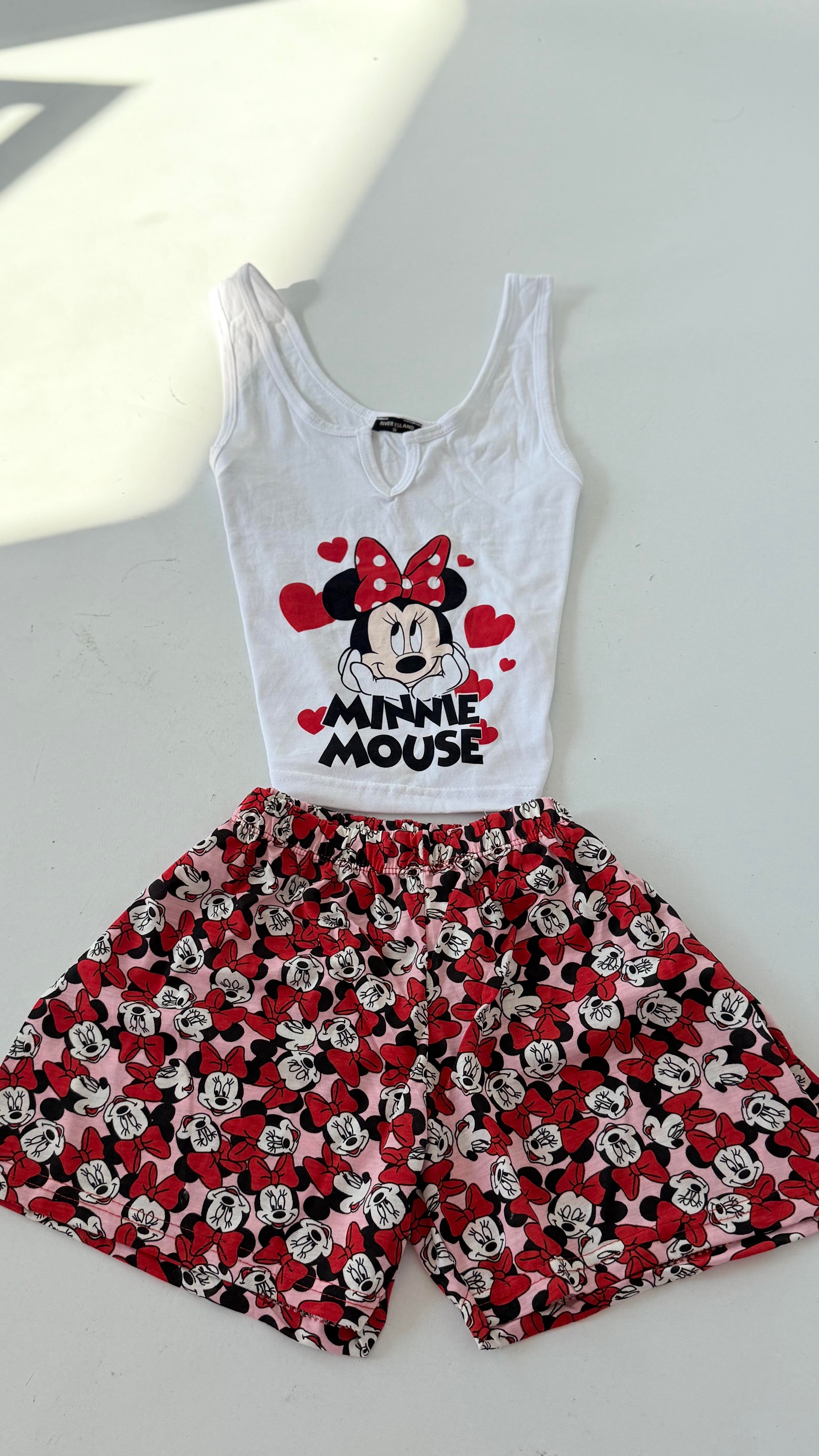 Minnie Mouse Şort Takım Kırmızı
