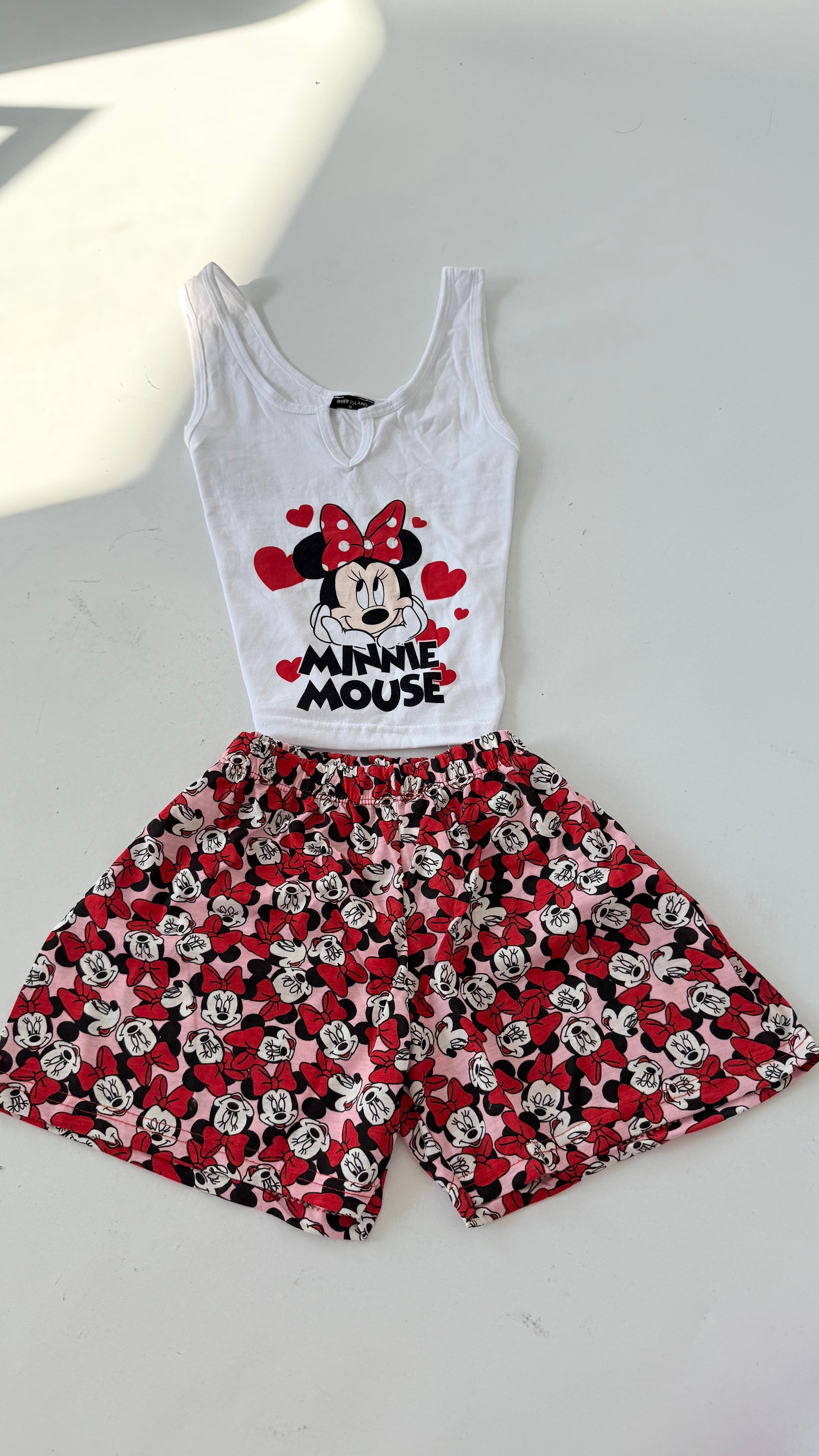 Minnie Mouse Şort Takım Kırmızı