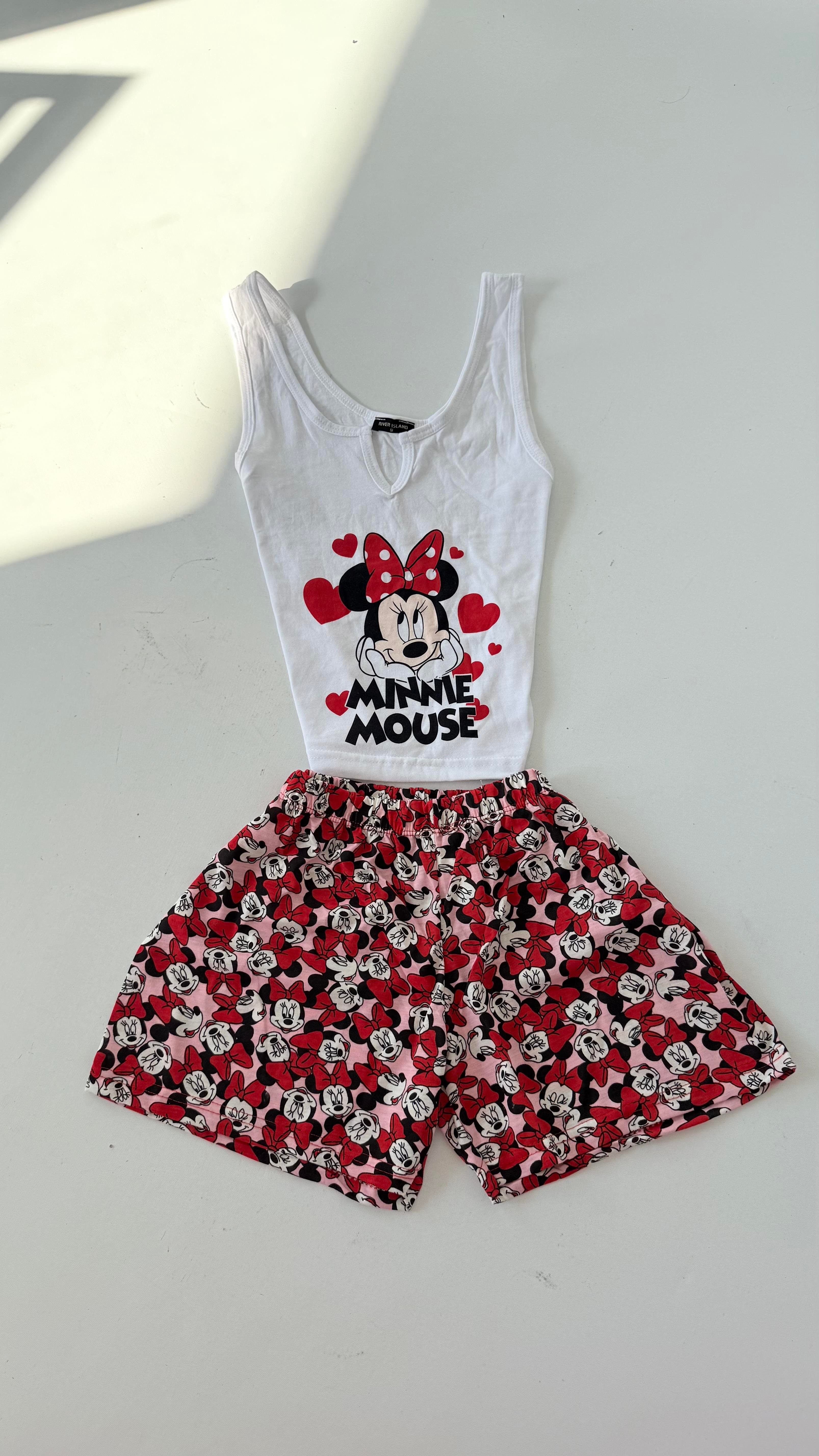 Minnie Mouse Şort Takım Kırmızı