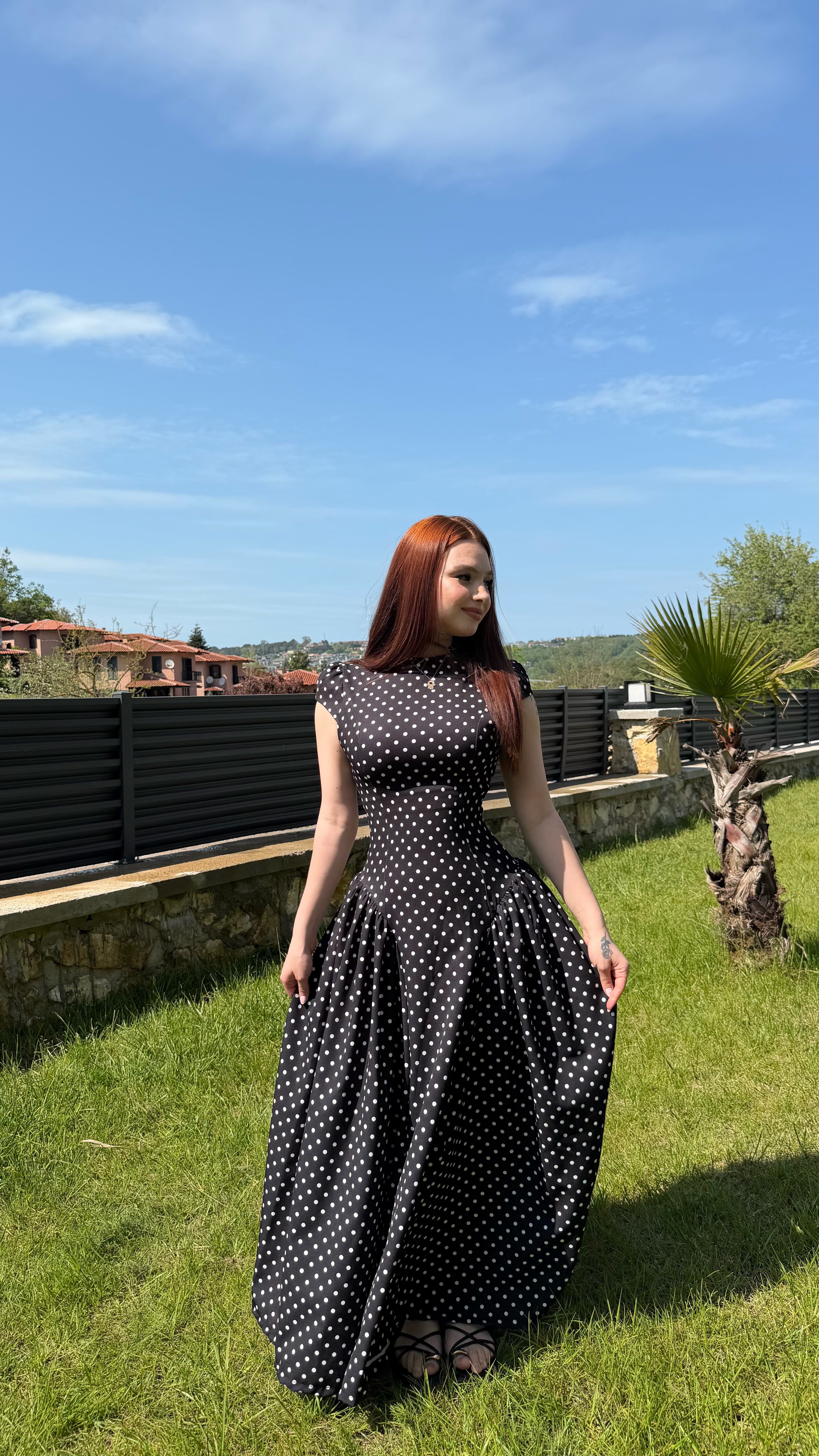 Momy Puantiyeli Elbise Siyah