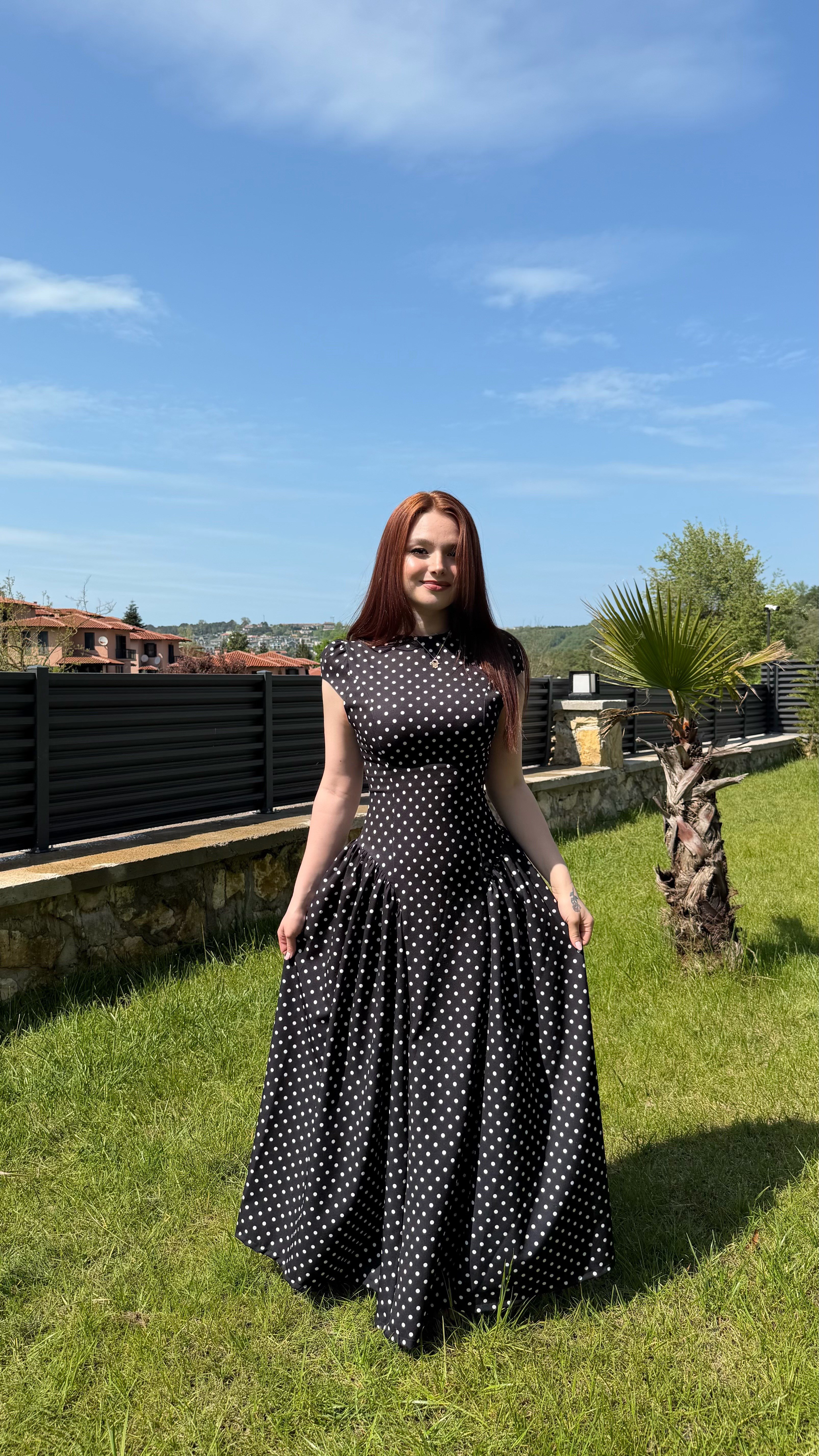 Momy Puantiyeli Elbise Siyah