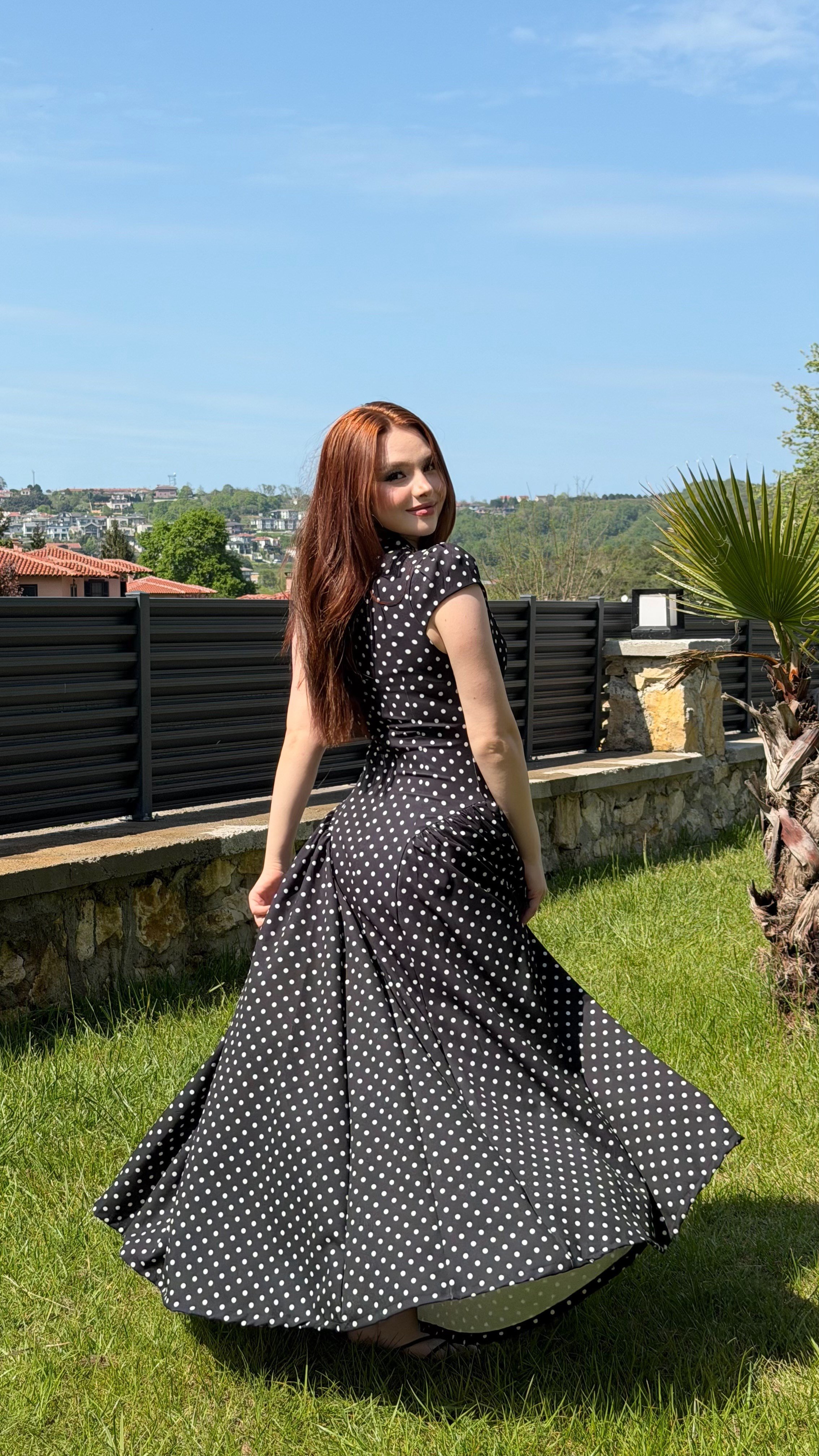 Momy Puantiyeli Elbise Siyah