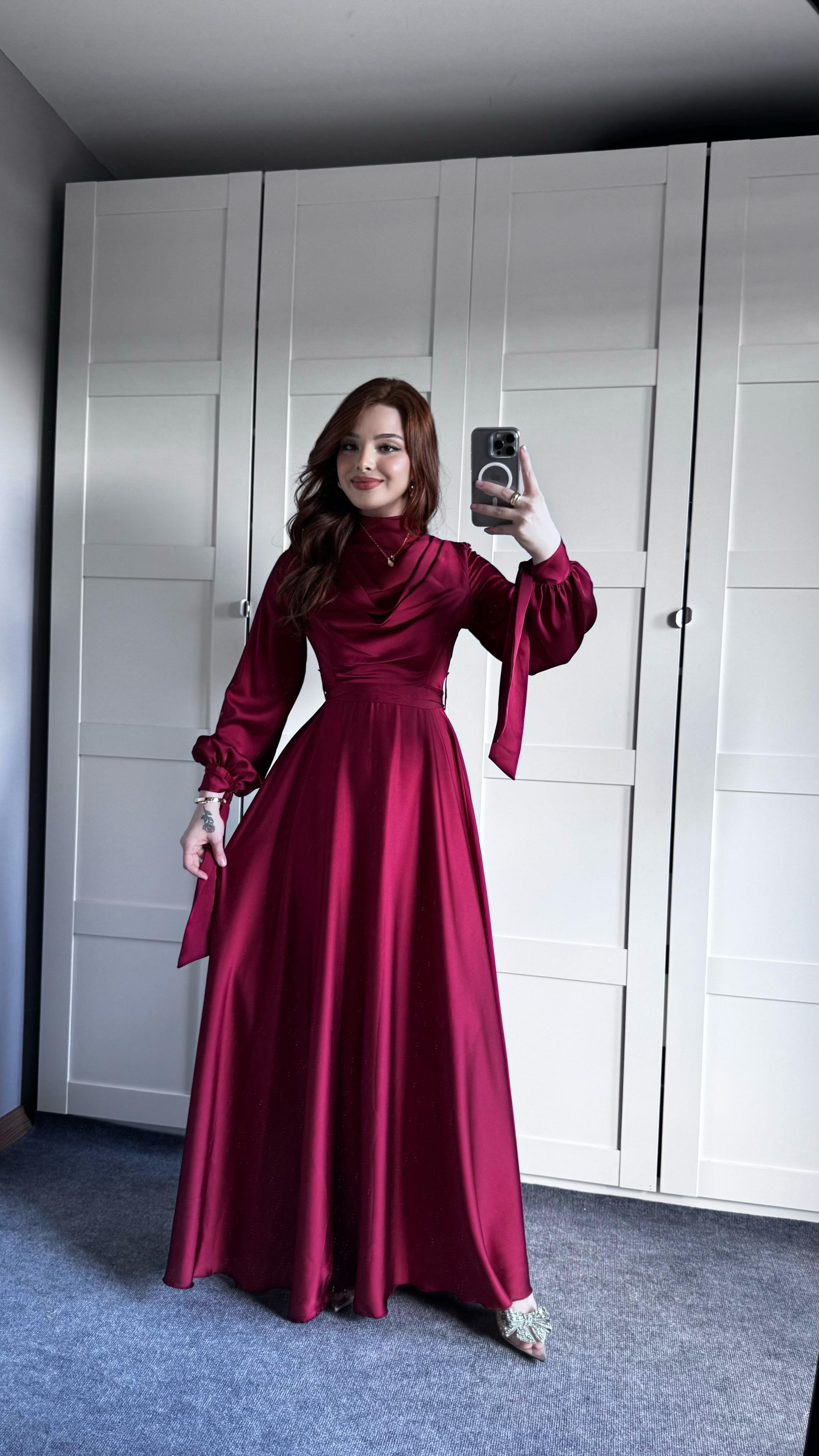 Morgana Degaje Abiye Bordo 
