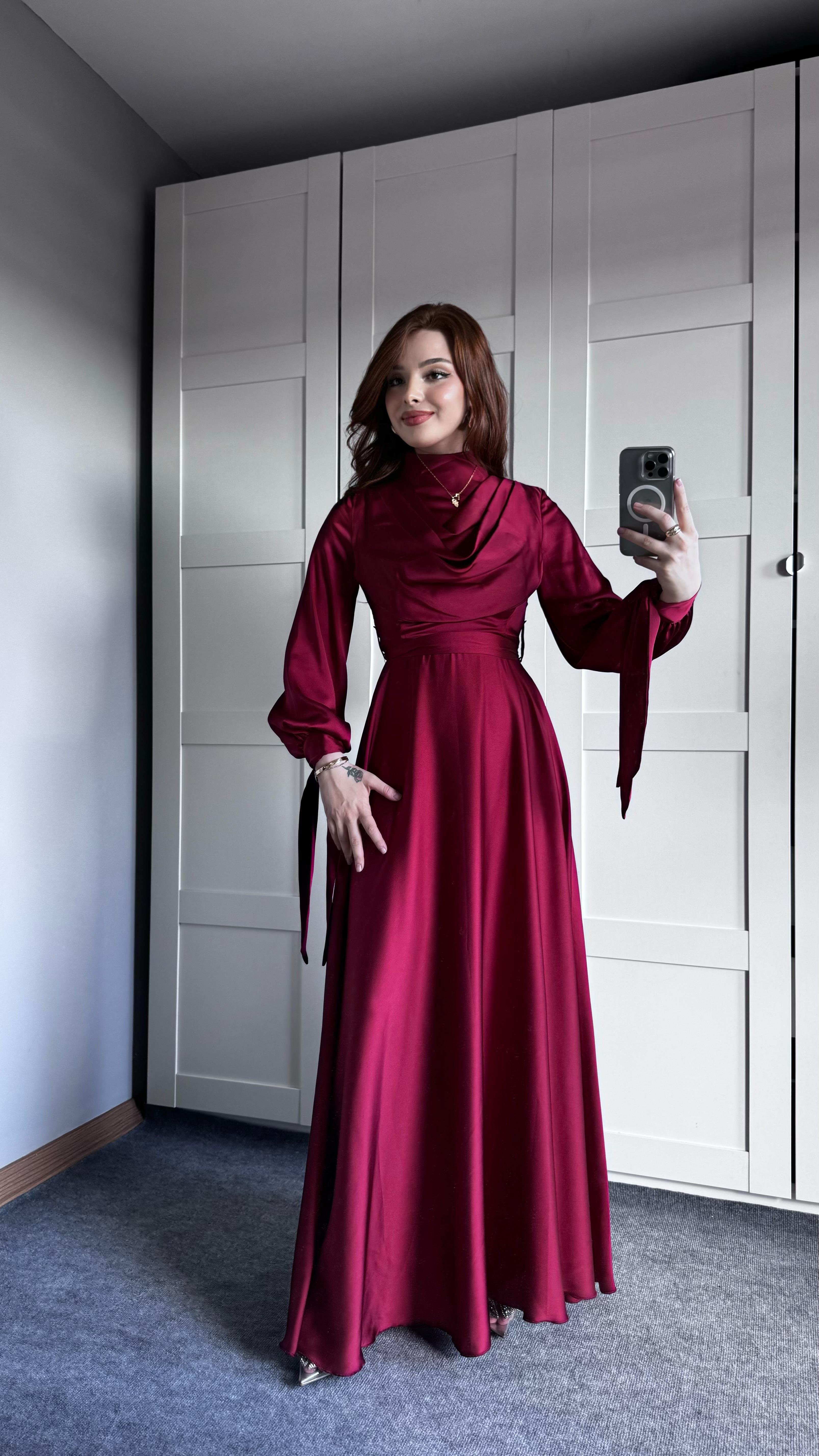 Morgana Degaje Abiye Bordo 