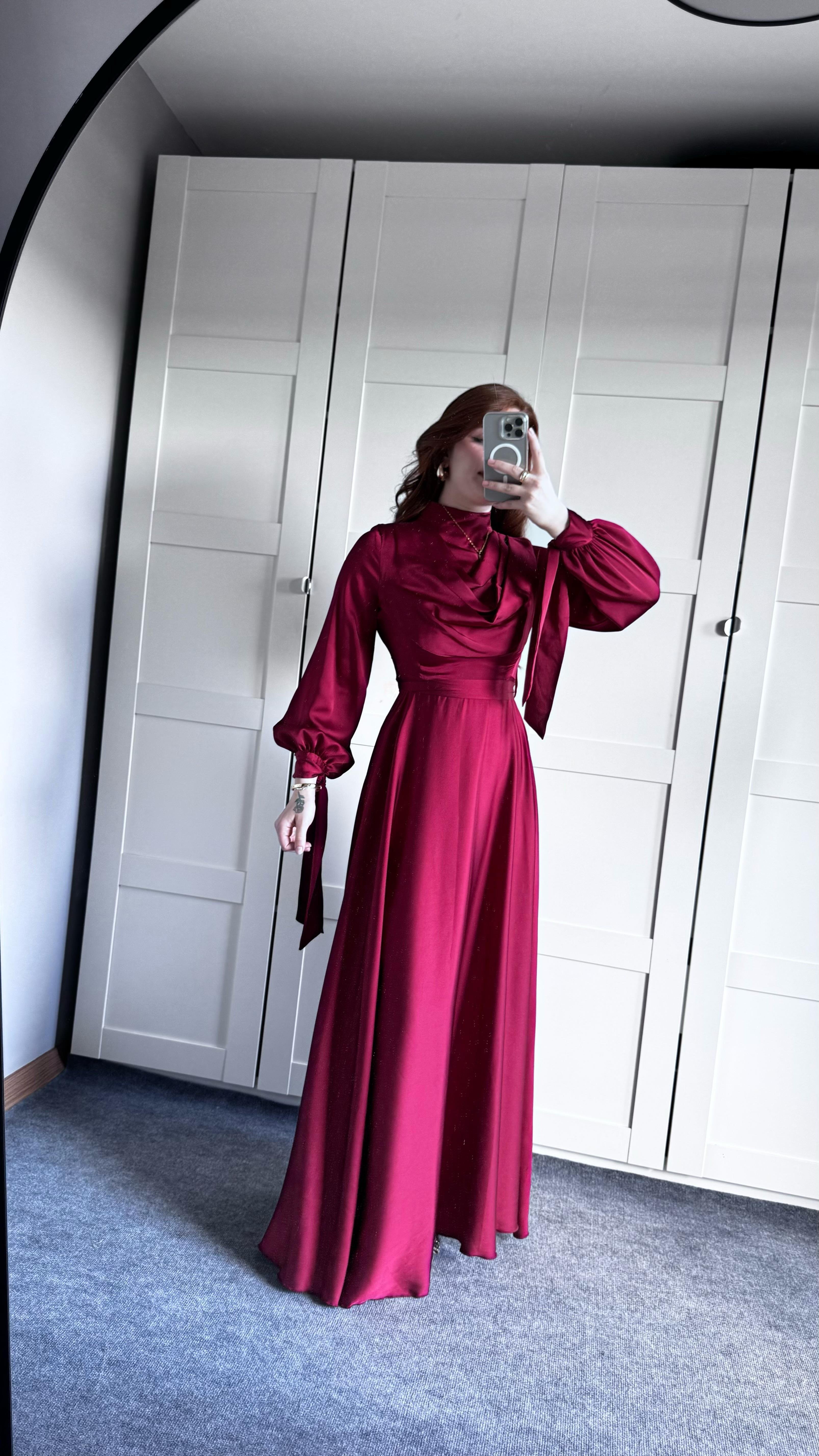 Morgana Degaje Abiye Bordo 