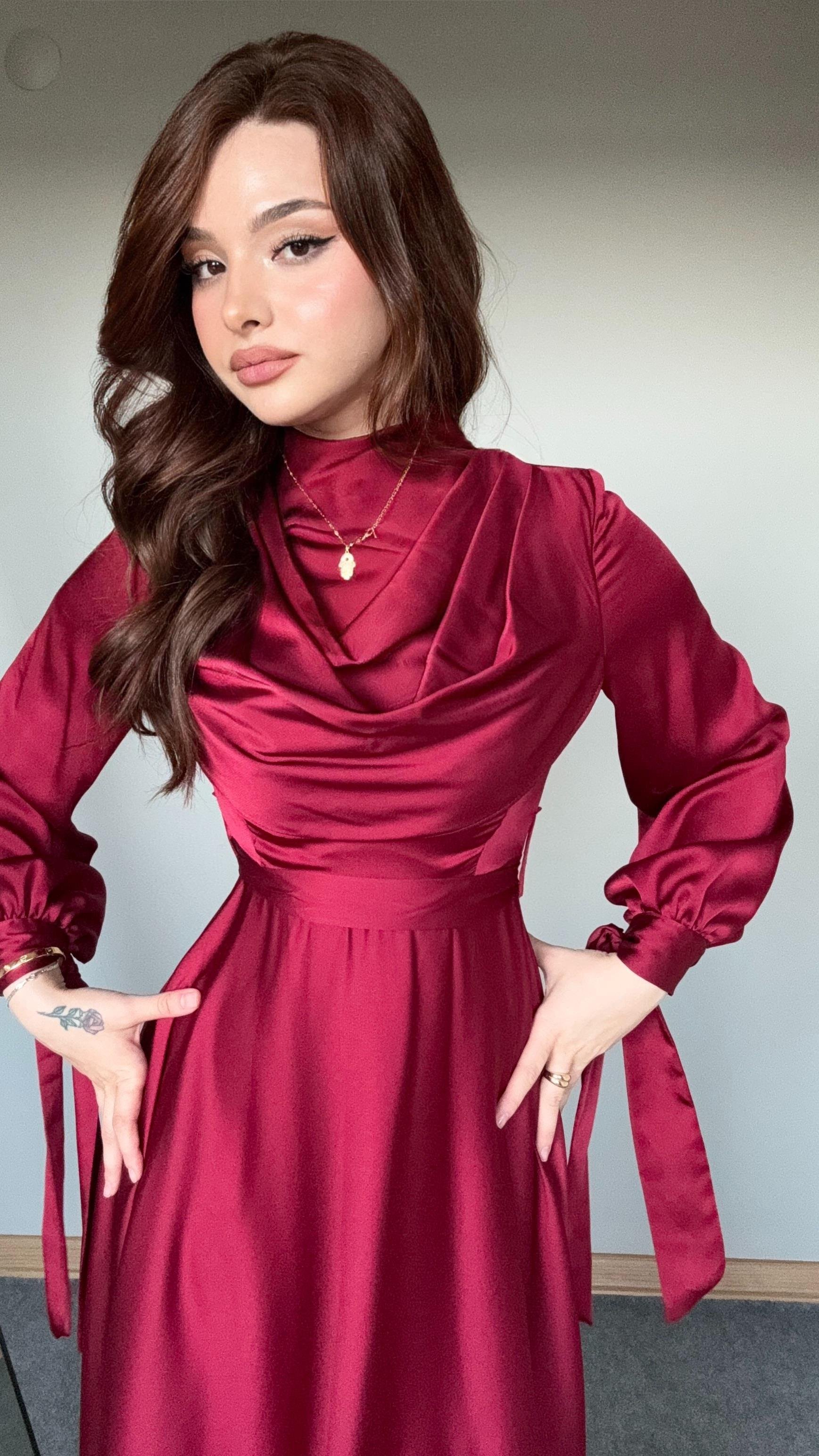 Morgana Degaje Abiye Bordo 