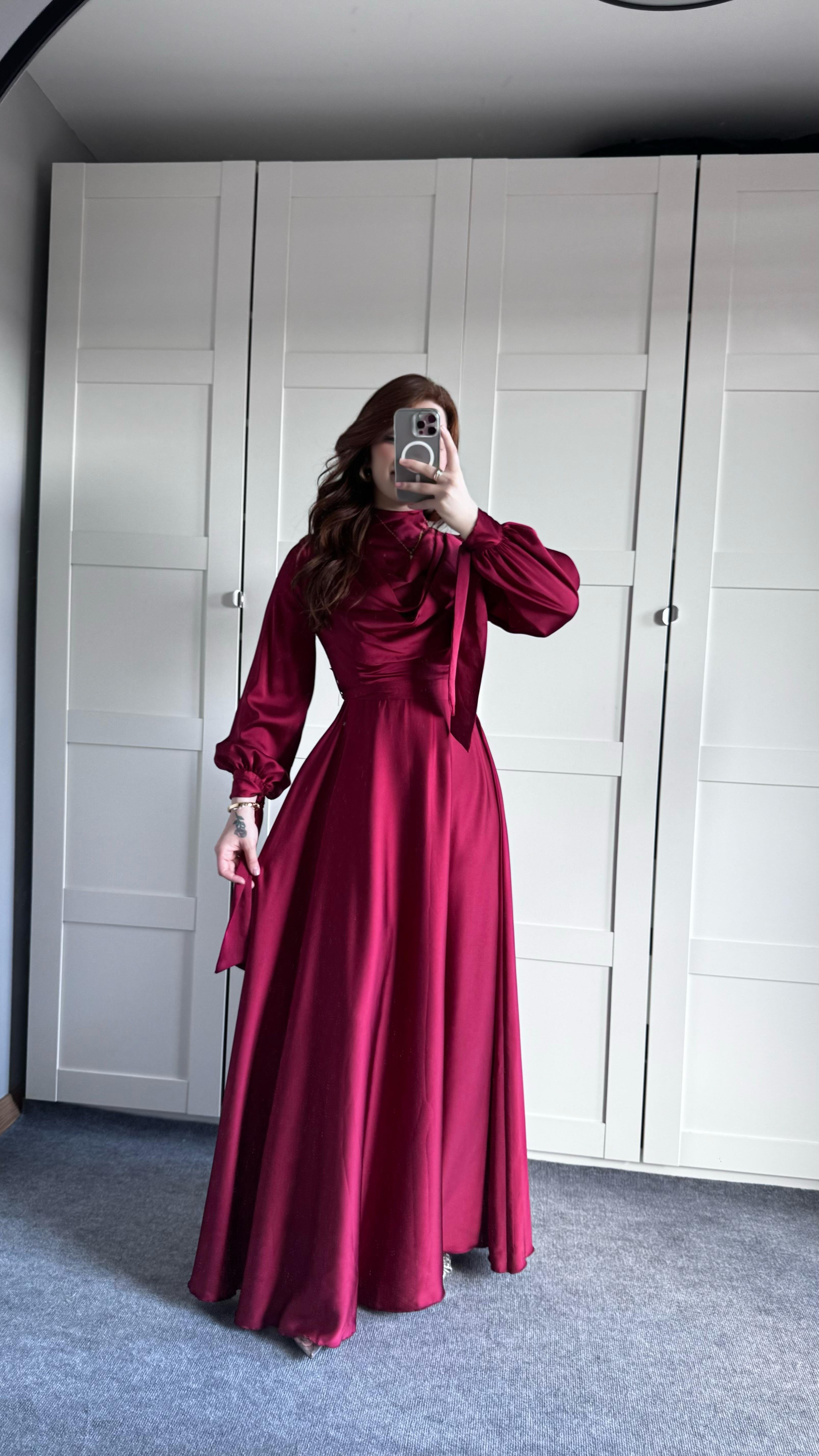 Morgana Degaje Abiye Bordo 